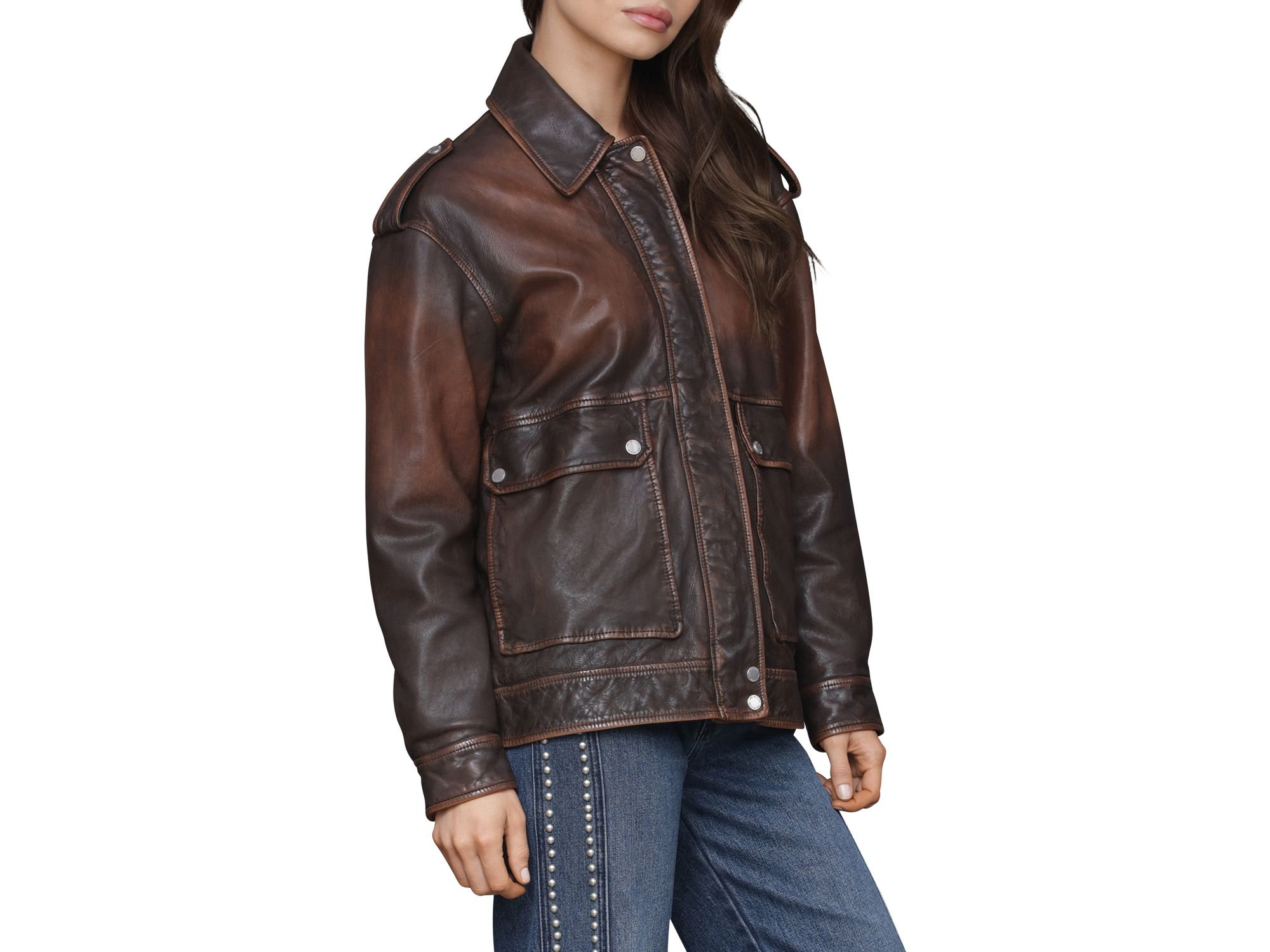 Genuine Leather Aviator Jacket — Image 6