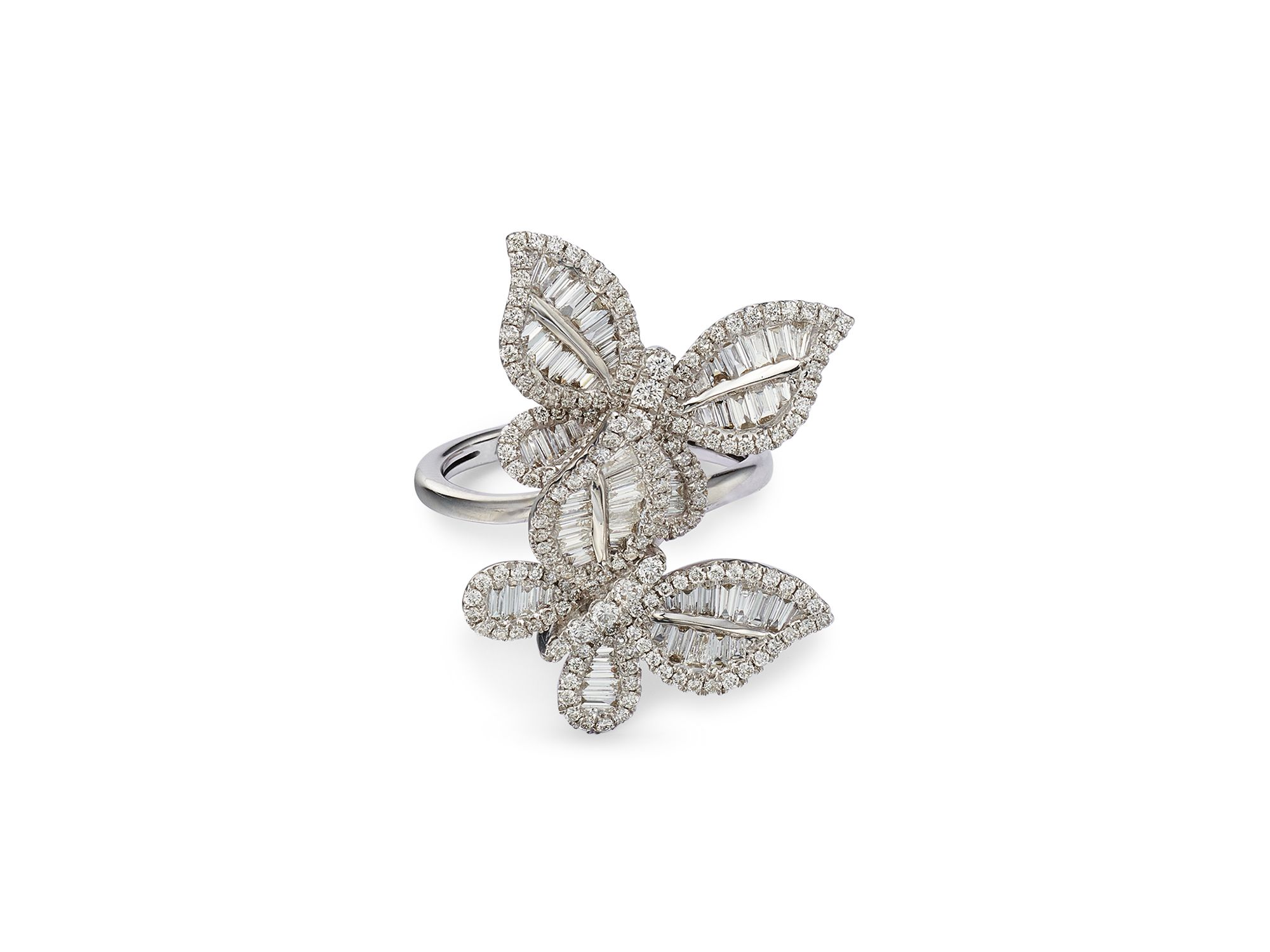 Diamond Butterfly Statement Ring in 14K White Gold, 1.40 tcw — Image 3