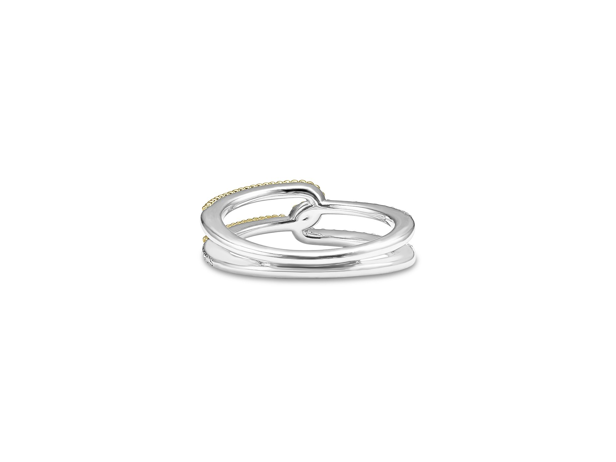18K Yellow Gold & Sterling Silver Caviar Lux-Clip Diamond Small  Statement Ring - Exclusive — Image 5