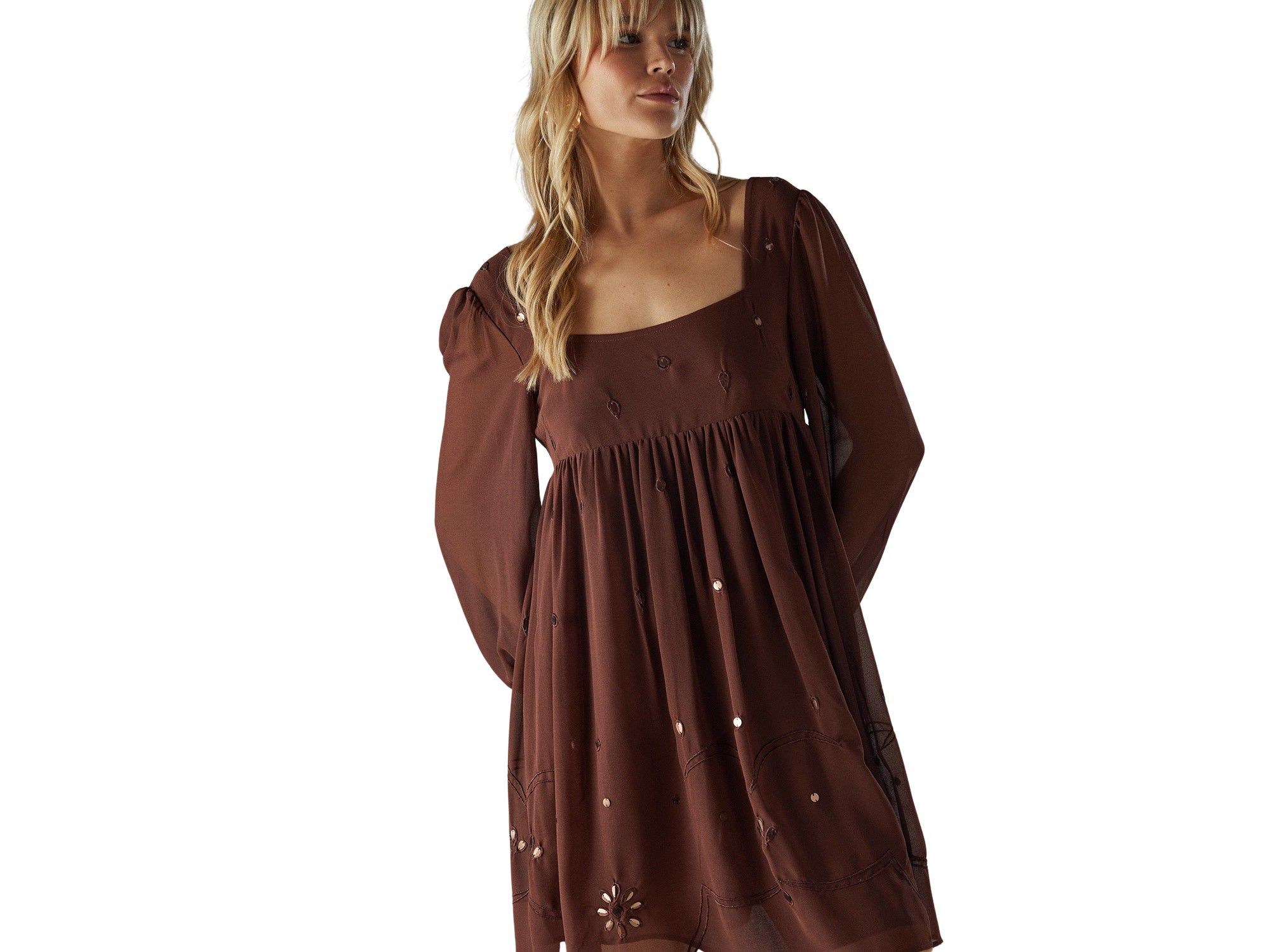 Hand Embellished Square Neck Mini Dress — Image 3