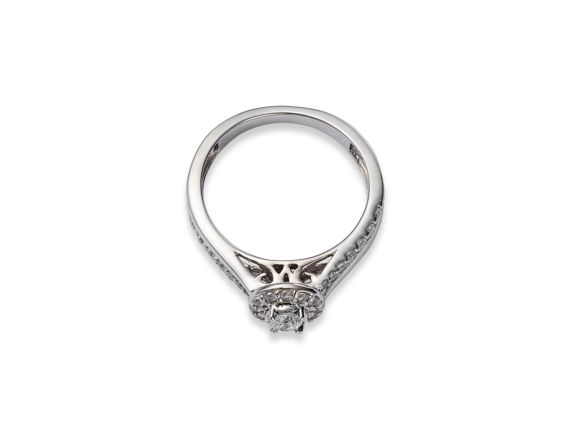 Diamond Halo Ring in 14K White Gold, 0.50 tcw — Image 3