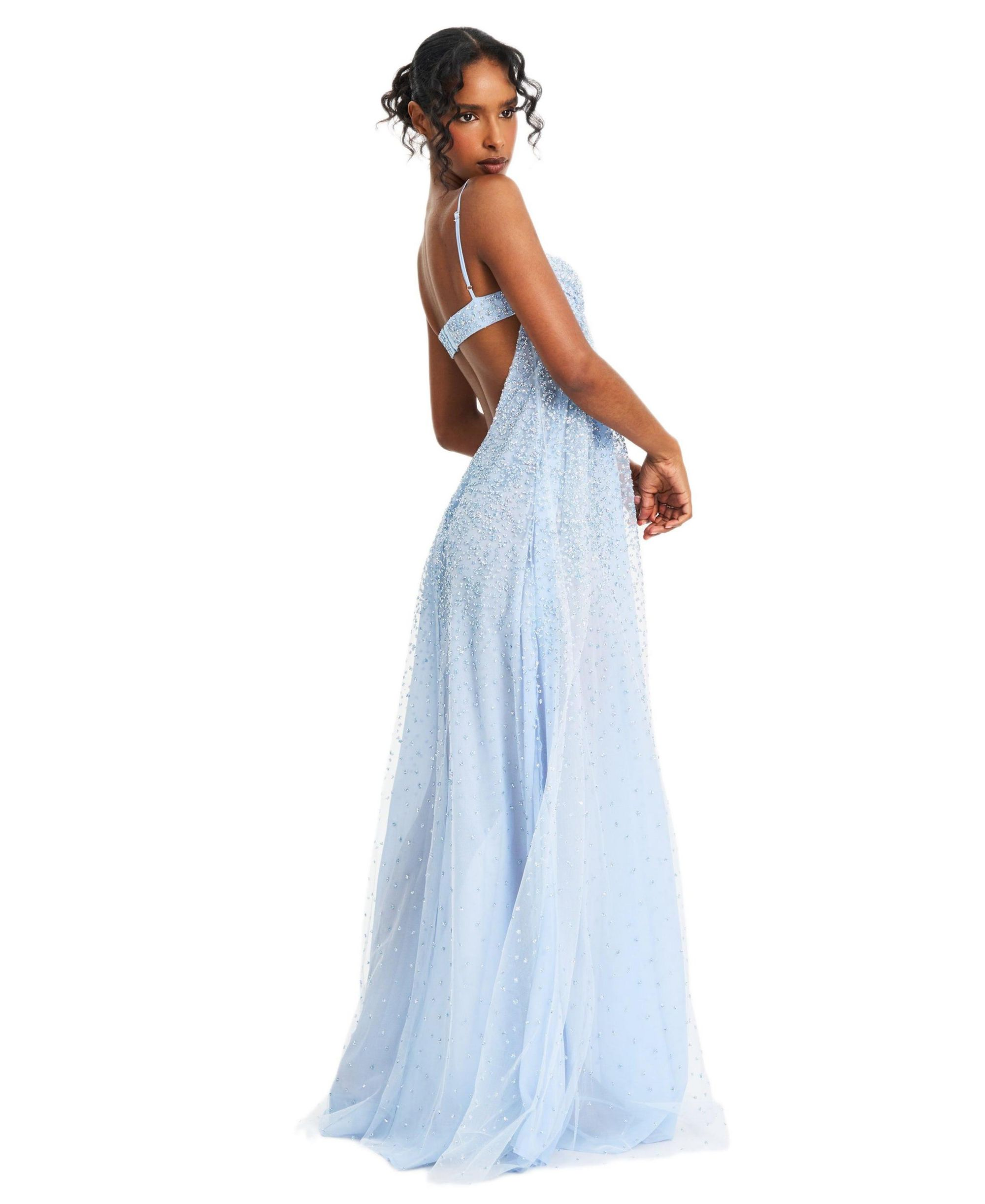 Wallie Rhinestone Embellished Mesh Backless Gown — Image 11