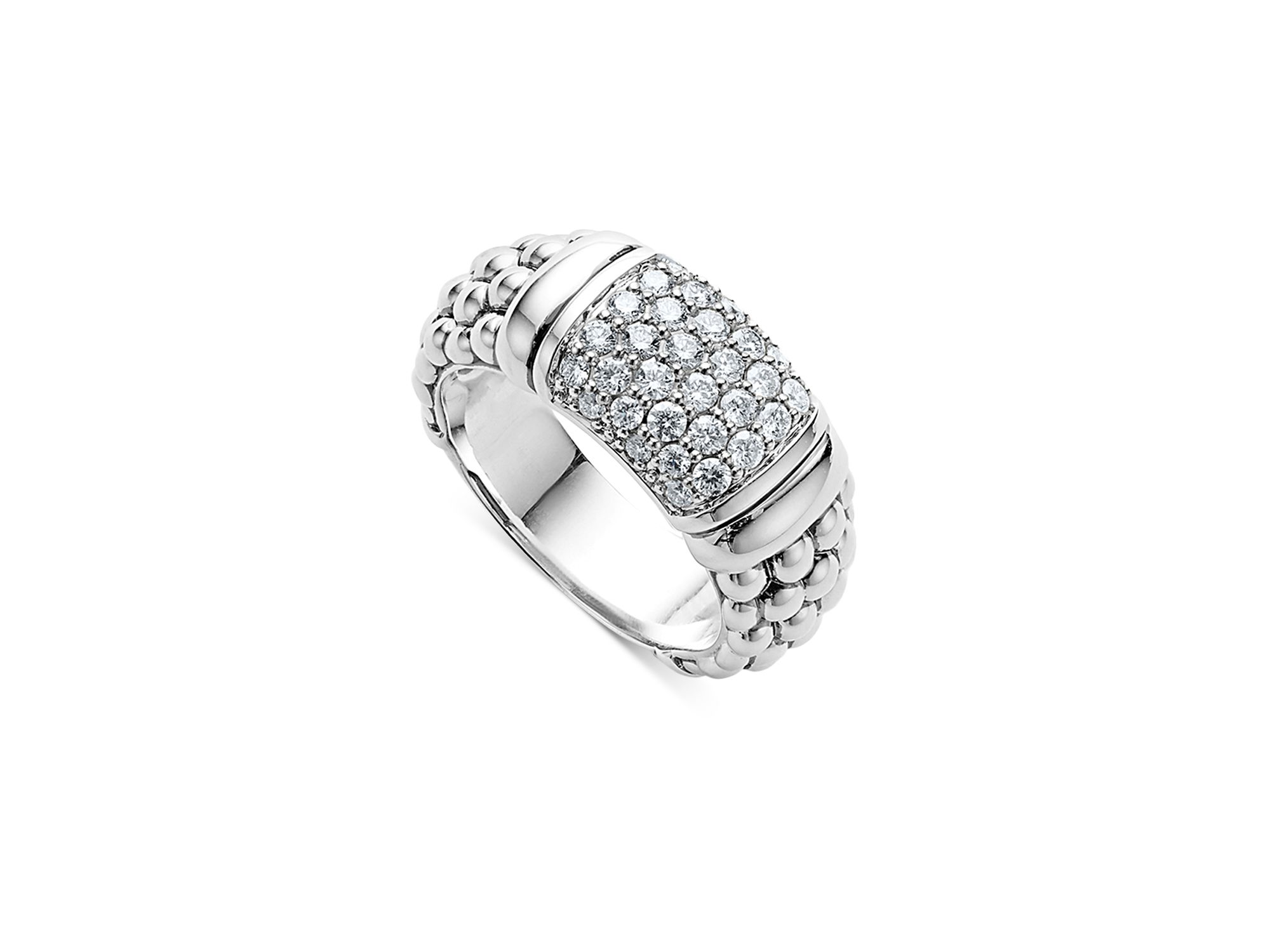 Sterling Pavé Diamond Caviar Ring — Image 3