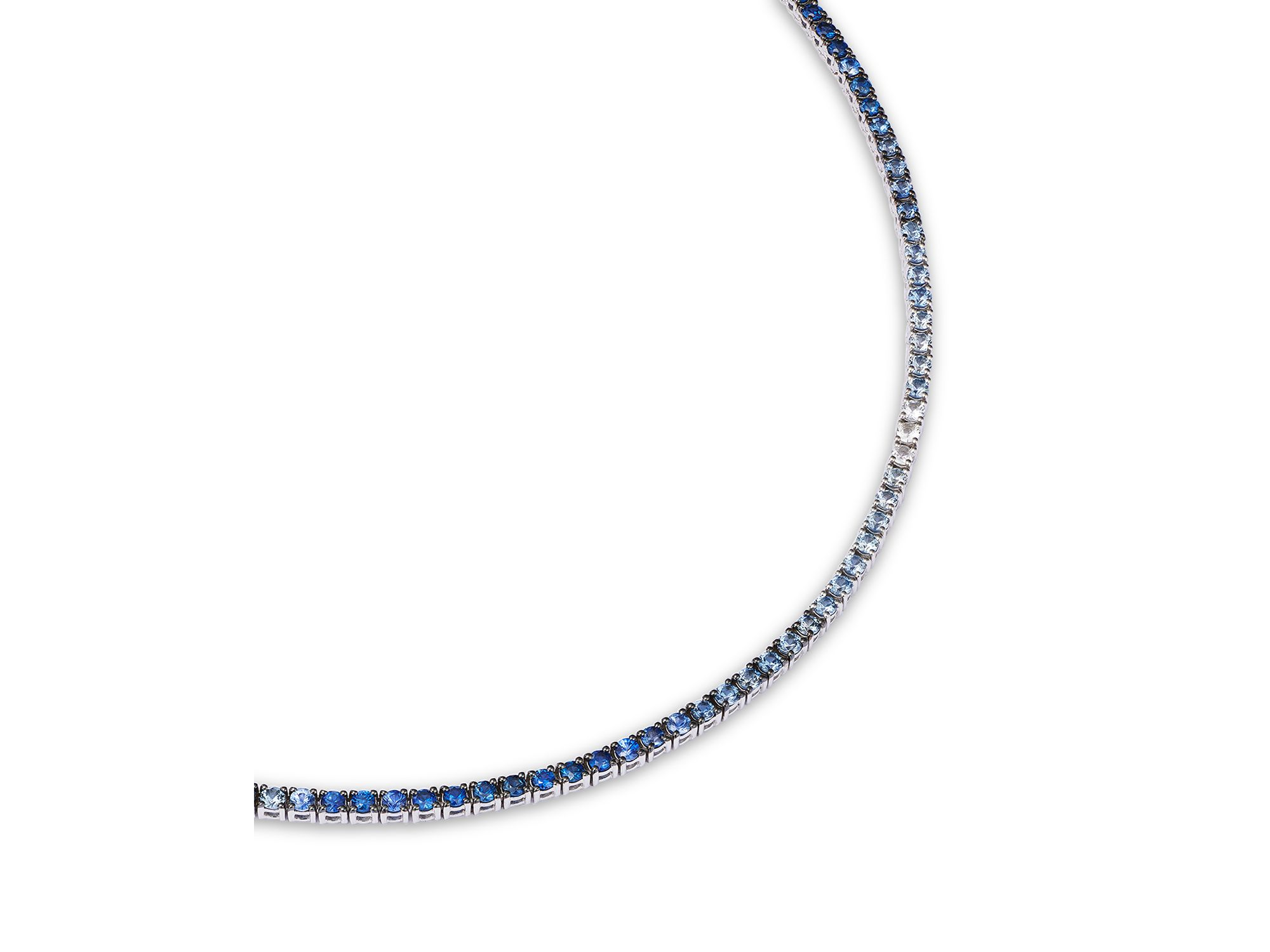 Sapphire Ombré Tennis Necklace in 14K White Gold, 16" — Image 3