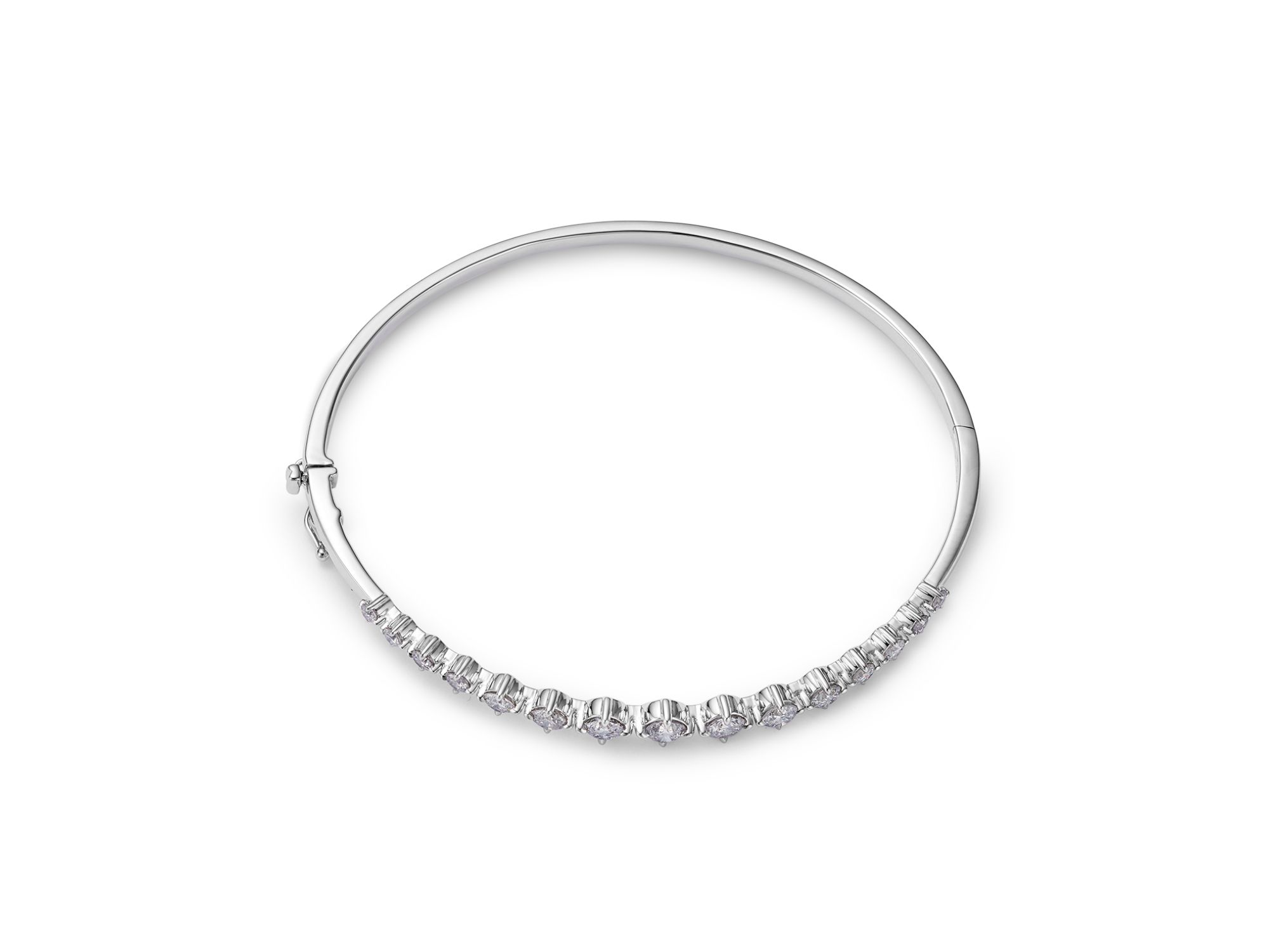 Diamond Graduated Bangle Bracelet in 14K White Gold, 1.50 tcw — Image 3