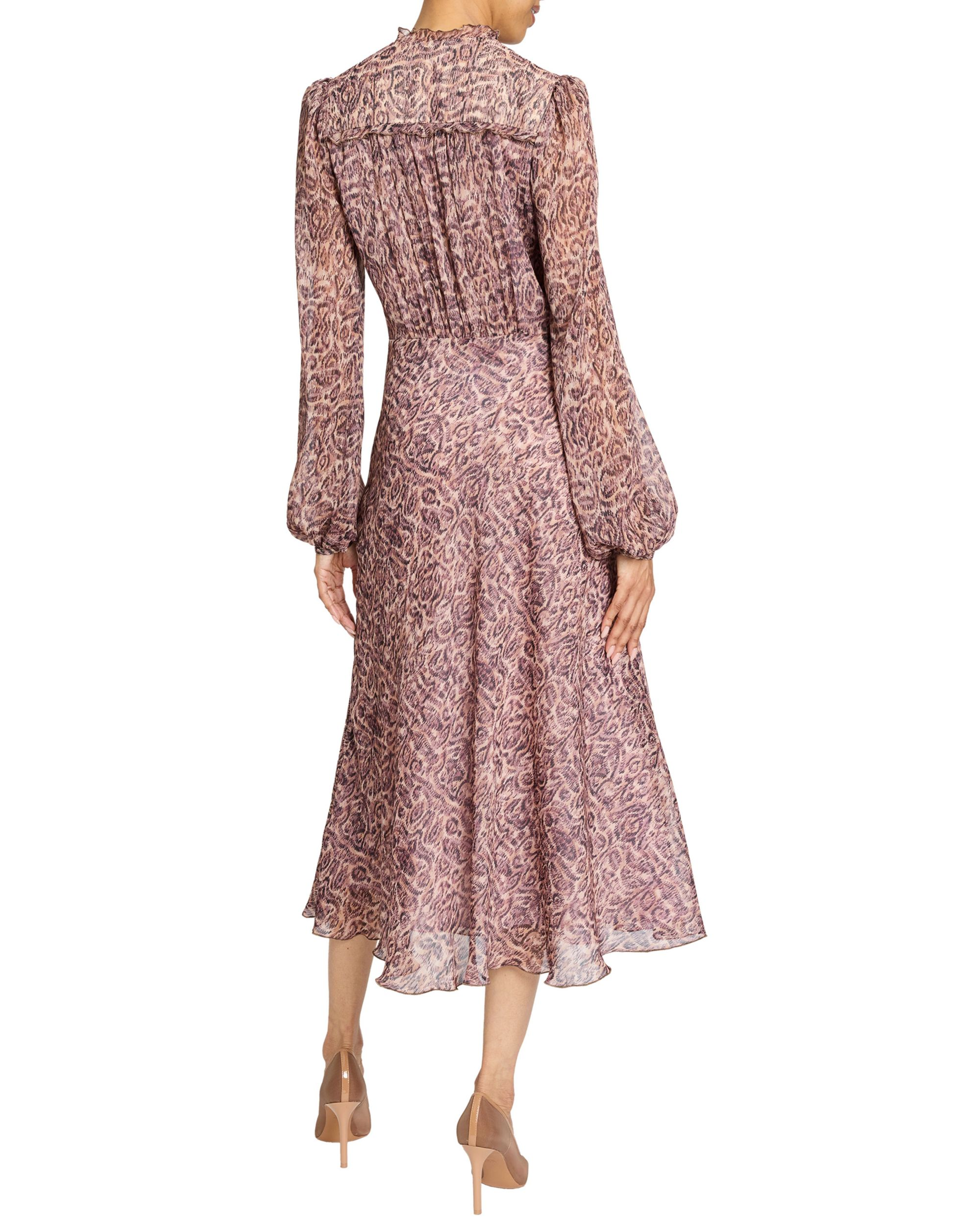 Amal Printed Georgette Long Sleeve Fit and Flare Midi Dress — Image 3