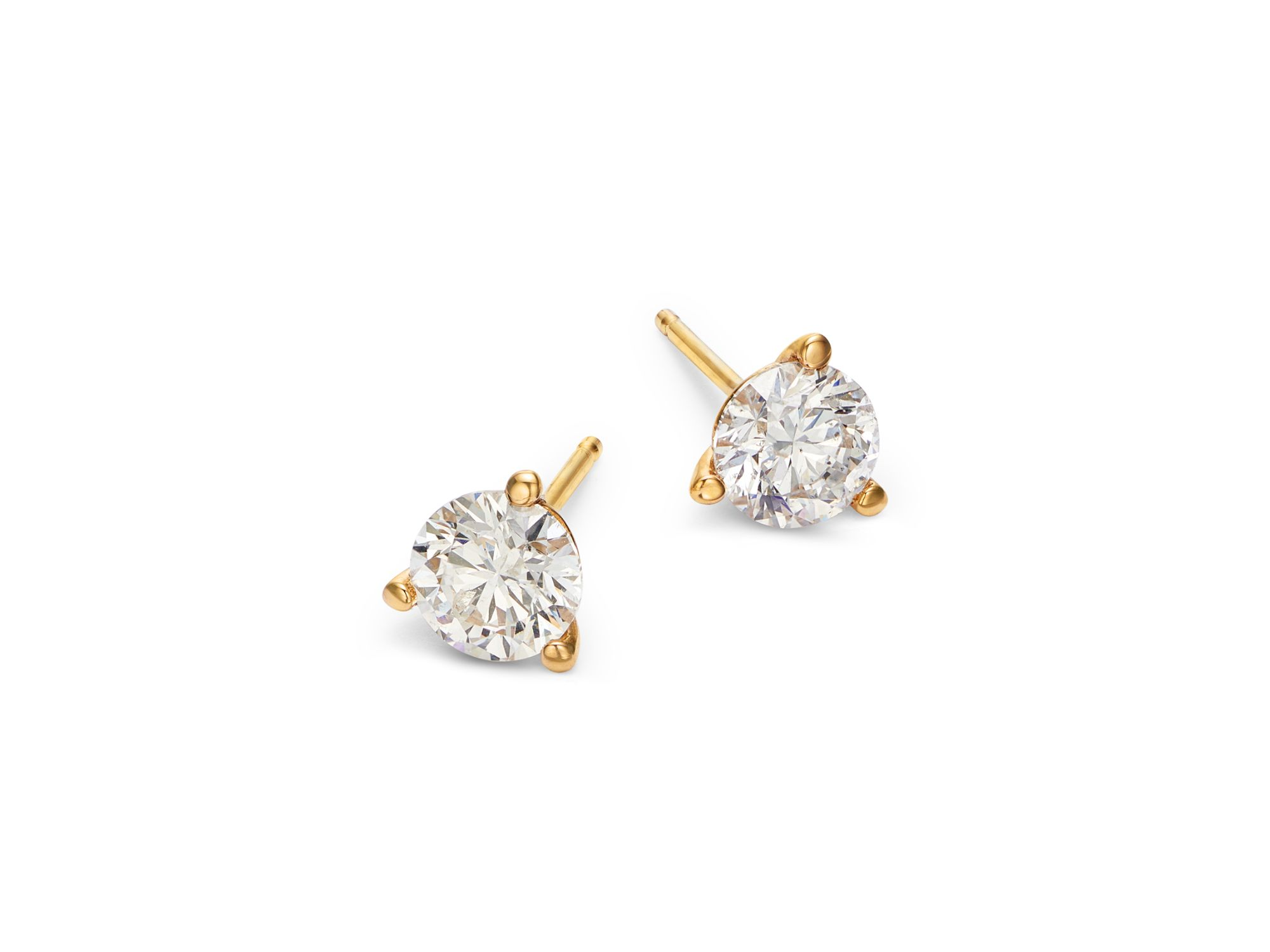 Diamond Stud Earrings in 14K Yellow Gold, 1.20 tcw — Image 3