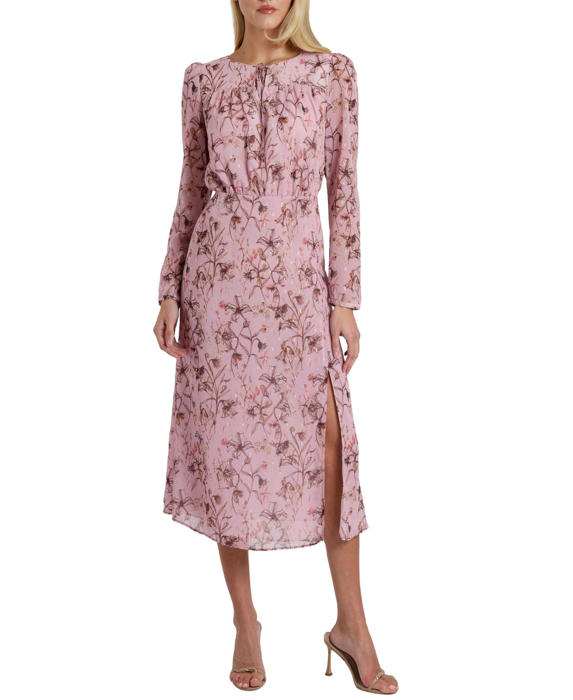 Tessa Long Sleeve Midi Dress in Floral Georgette — Image 3