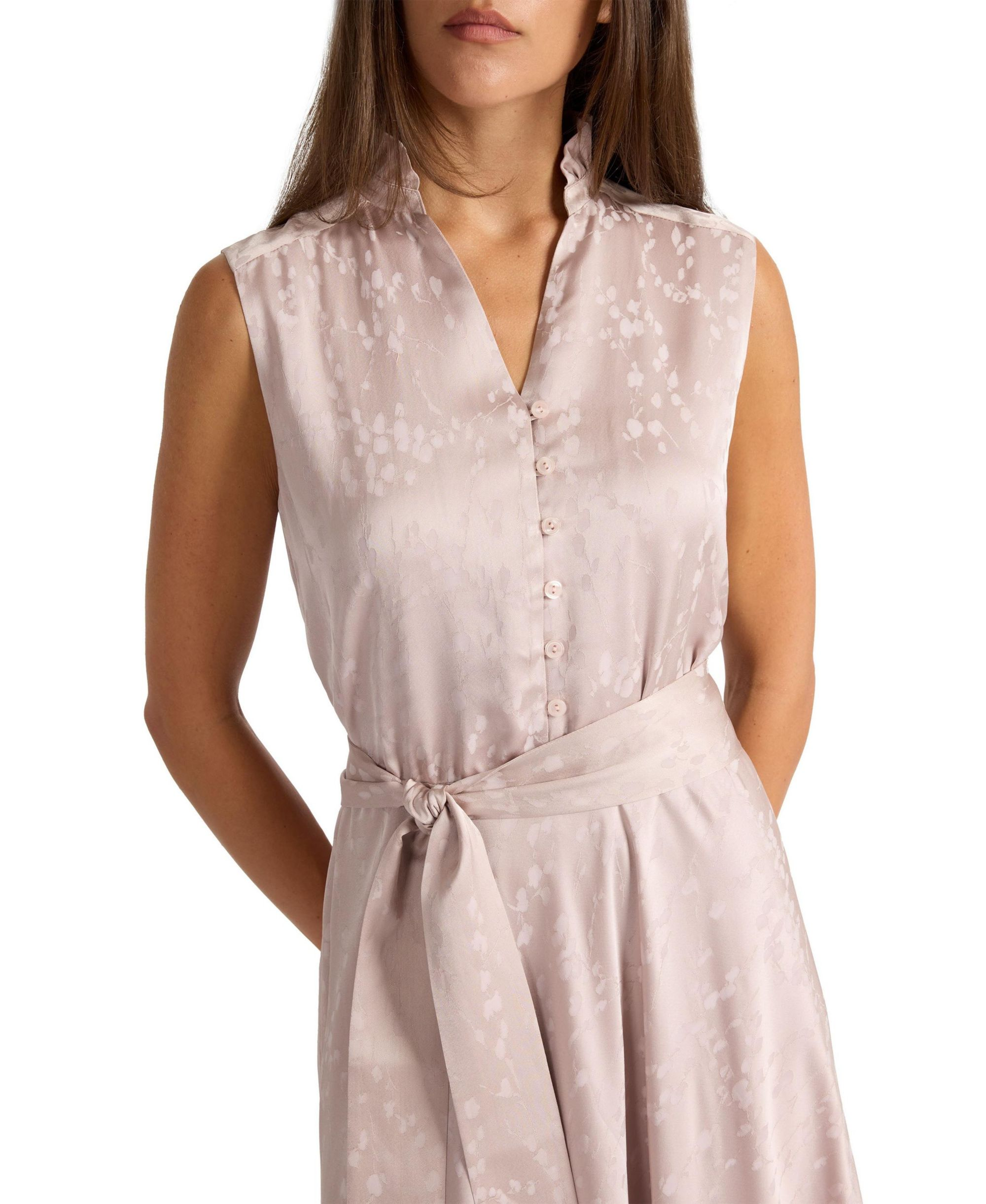 Nirva Sleeveless Dress in Tonal Floral Jacquard — Image 4