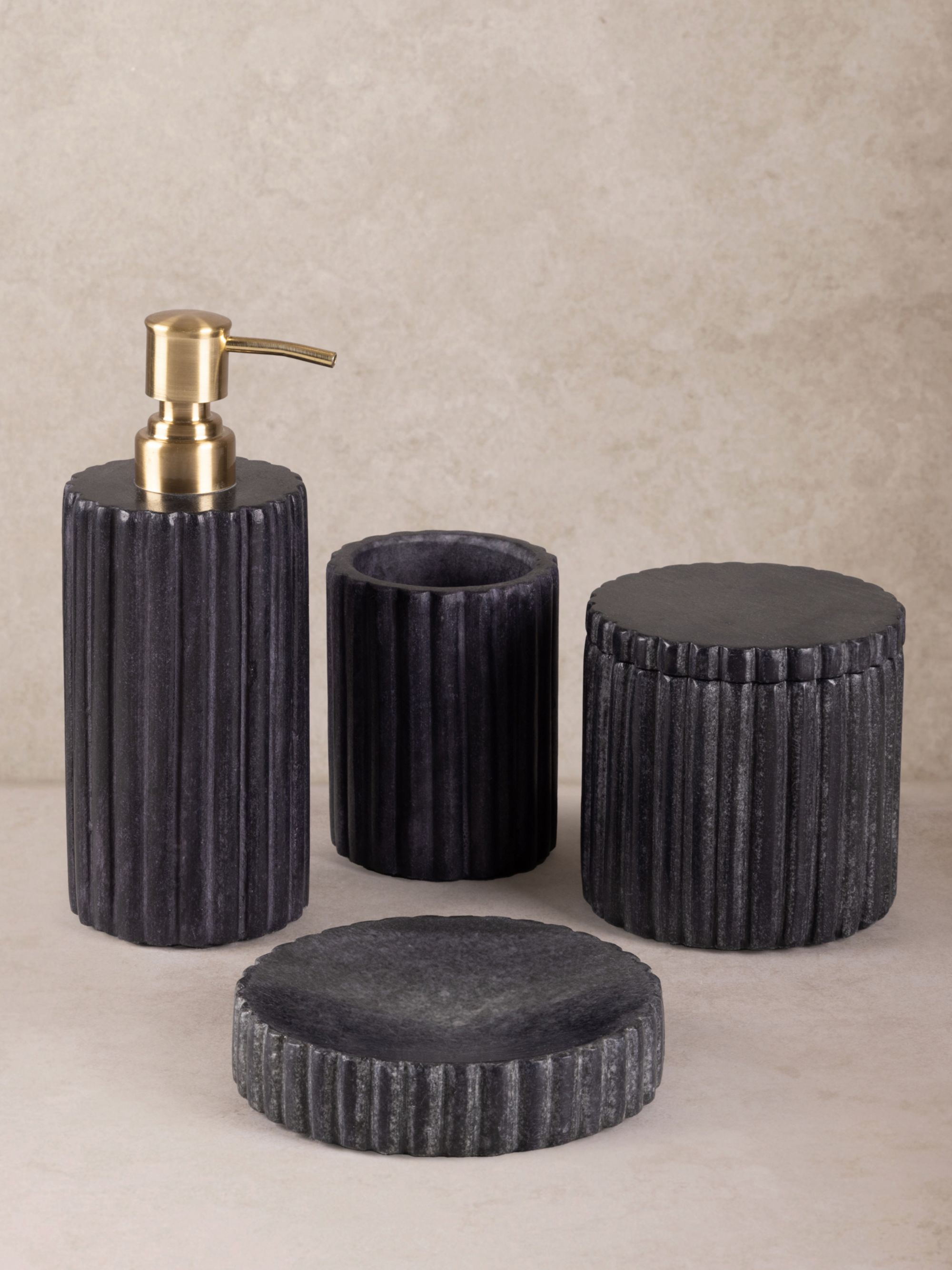 Roksana Black Marble Bath Accessories, Set of 4 — Image 3