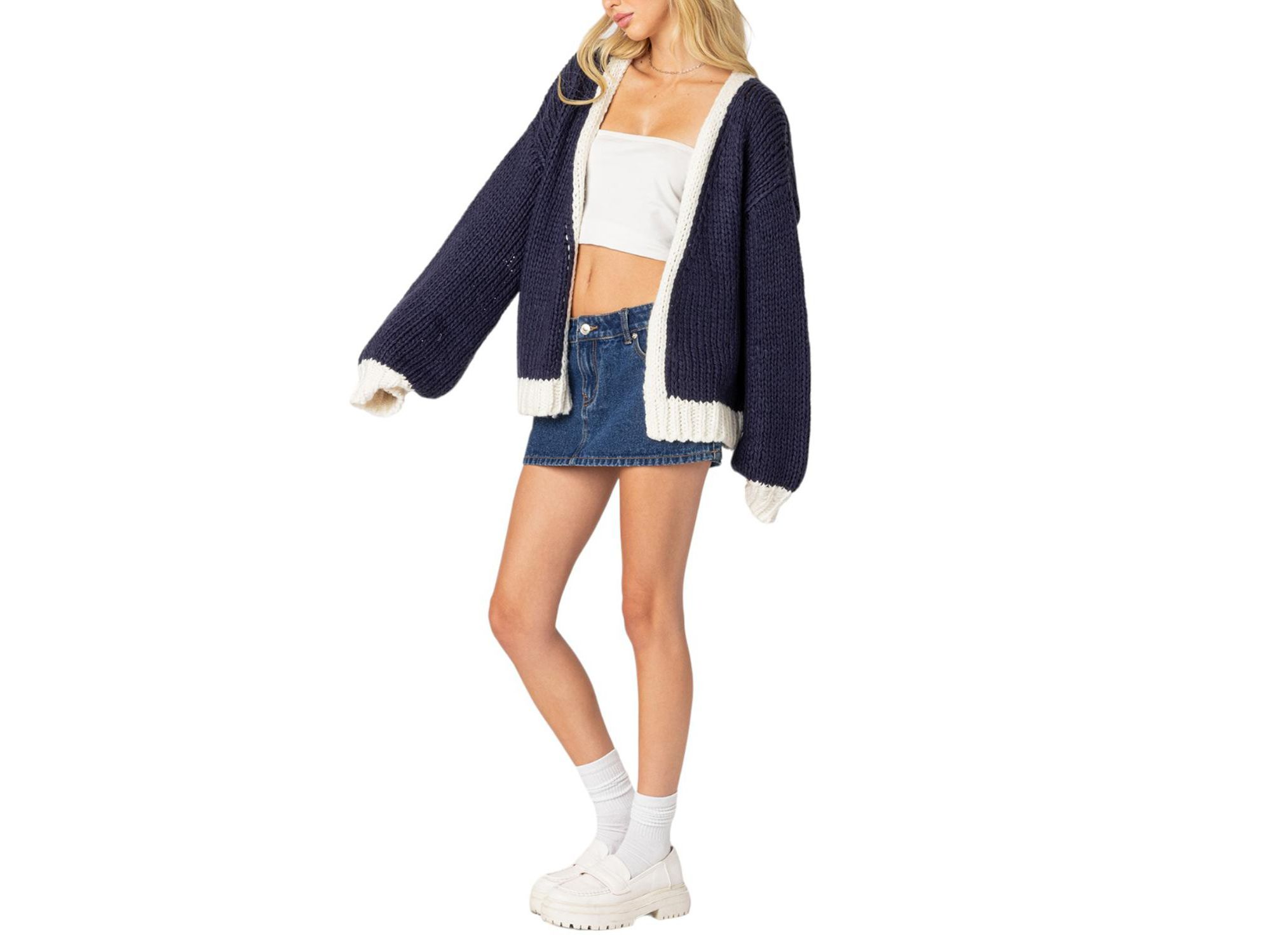 Contrast Chunky Knit Cardigan — Image 4