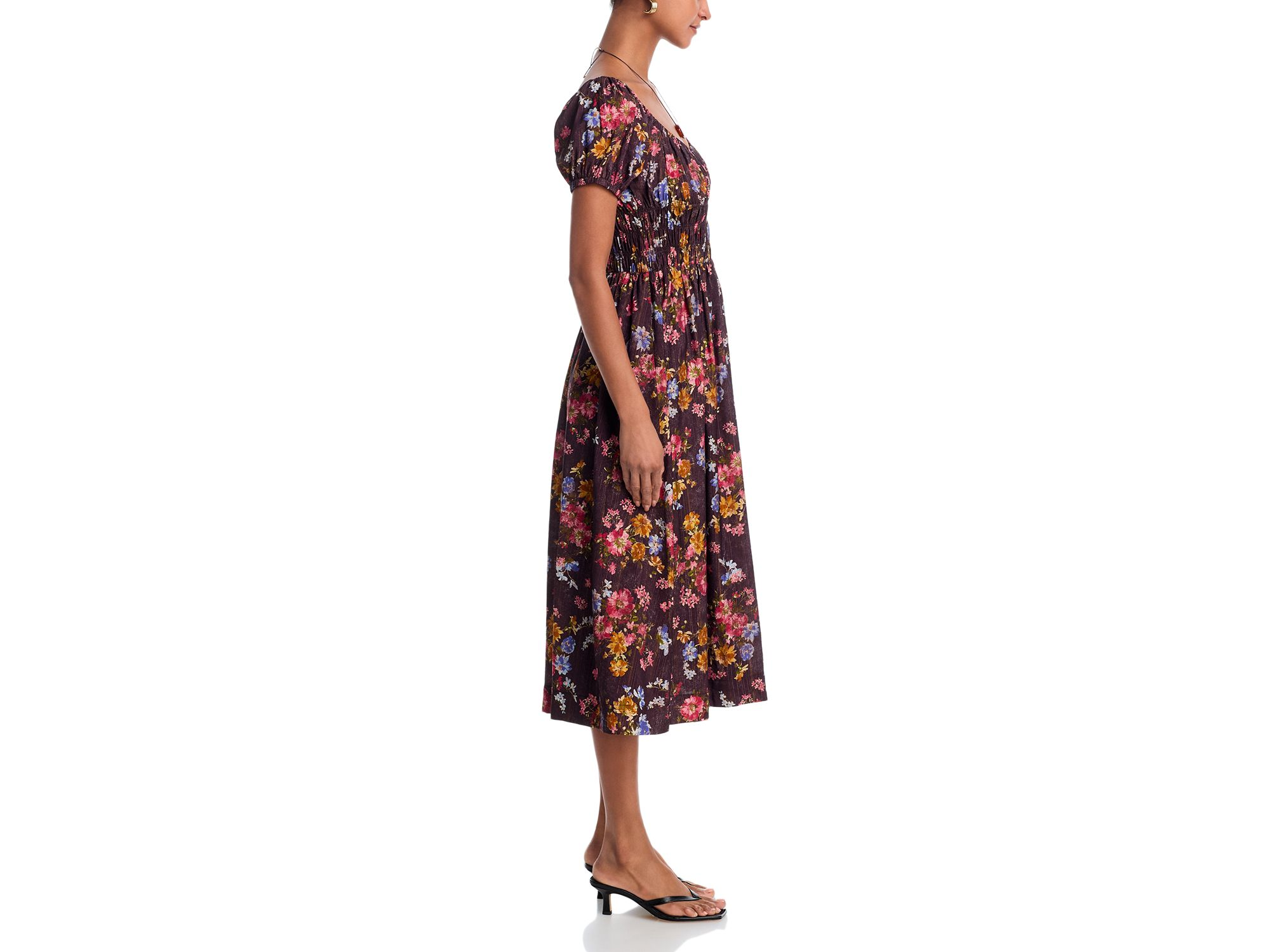 Floral Puff Sleeve Midi Dress - Exclusive — Image 5