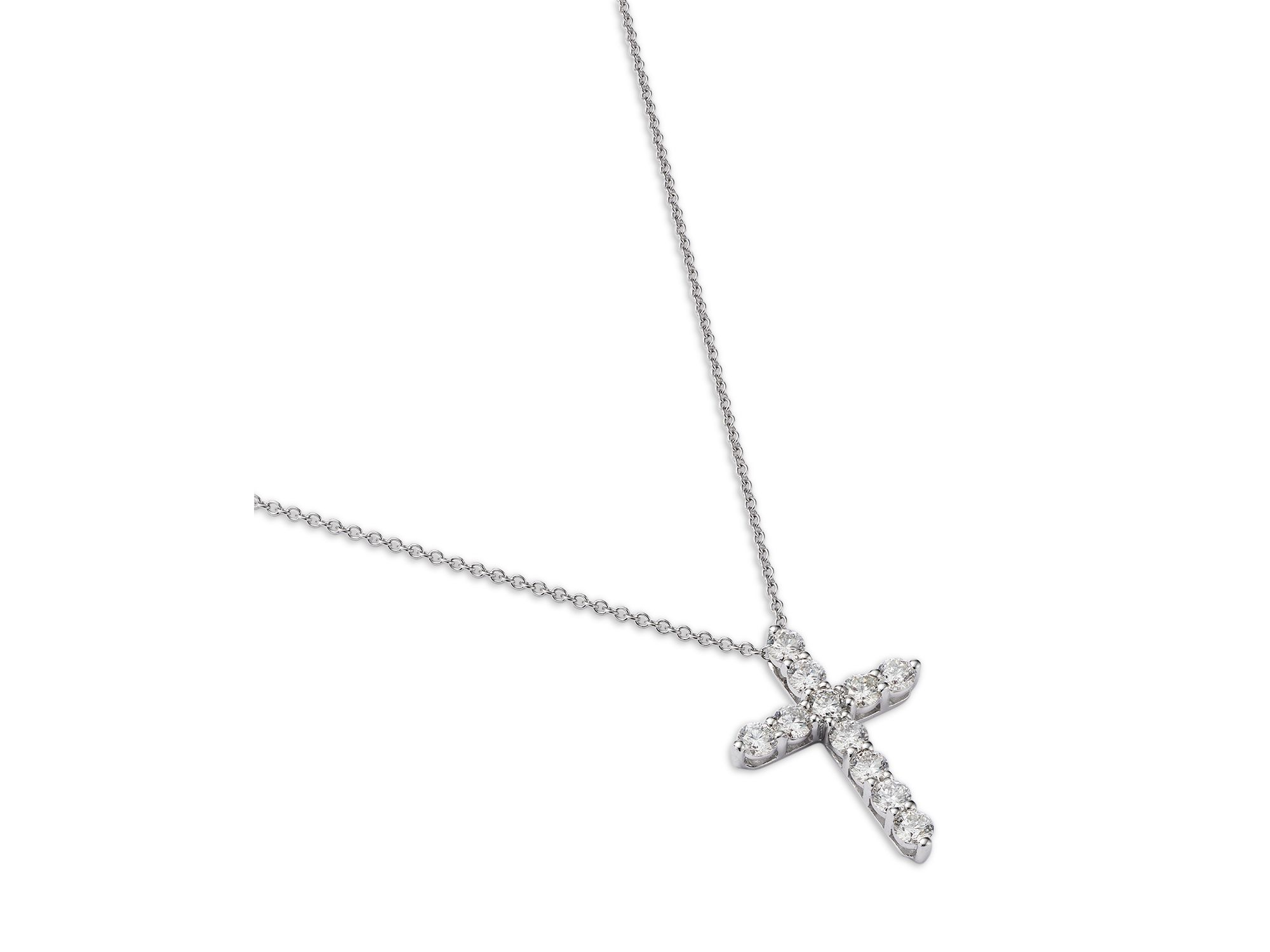 Diamond Cross Pendant Necklace in 14K White Gold, 1.0 tcw — Image 3