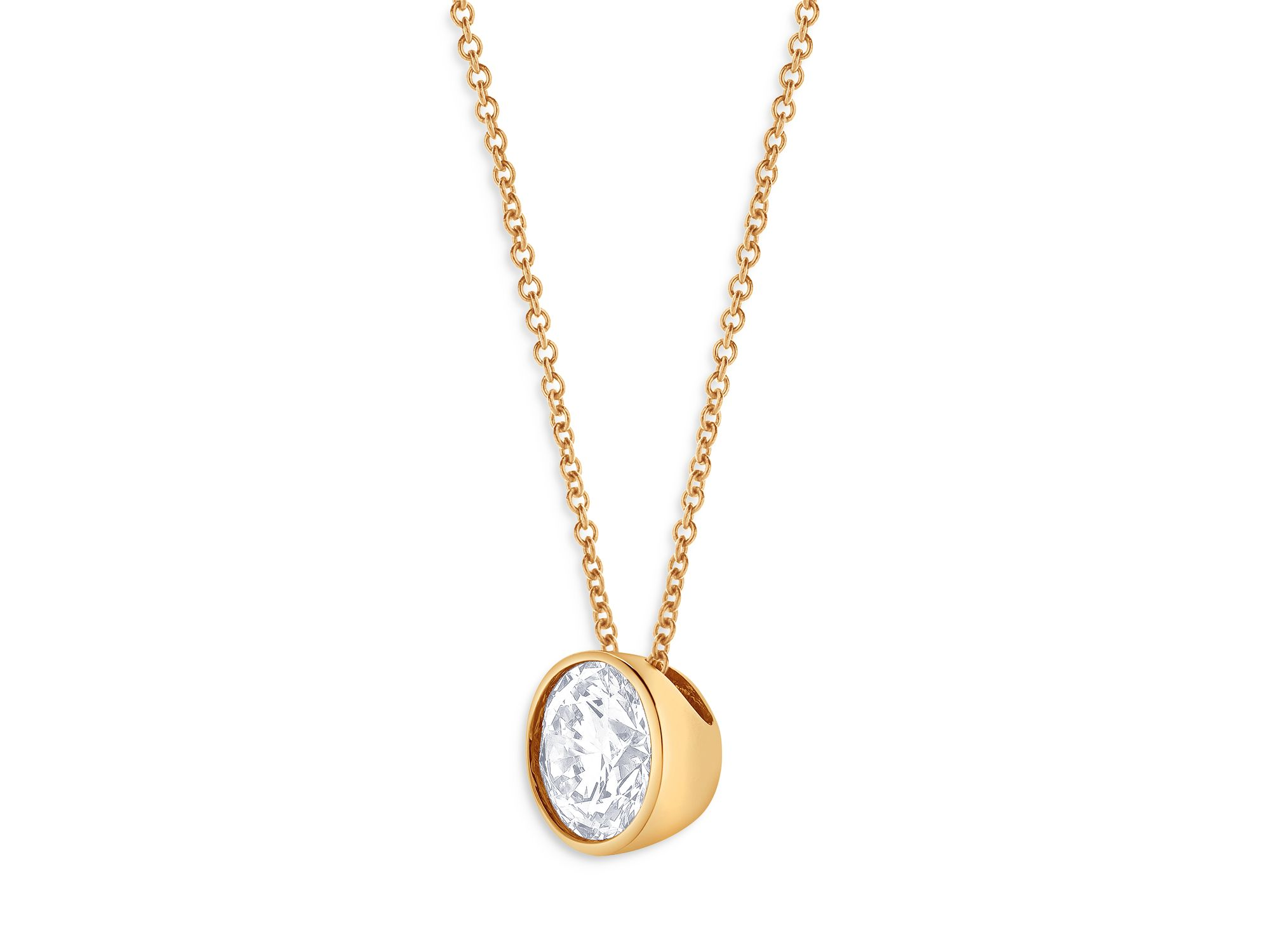 Certified Lab Grown Diamond Bezel Pendant Necklace in 18K Yellow Gold, 1.5 tcw — Image 3