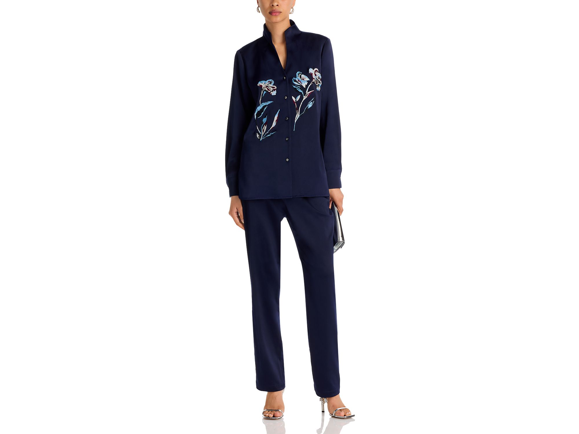 Split Collar Embroidered Blouse — Image 4