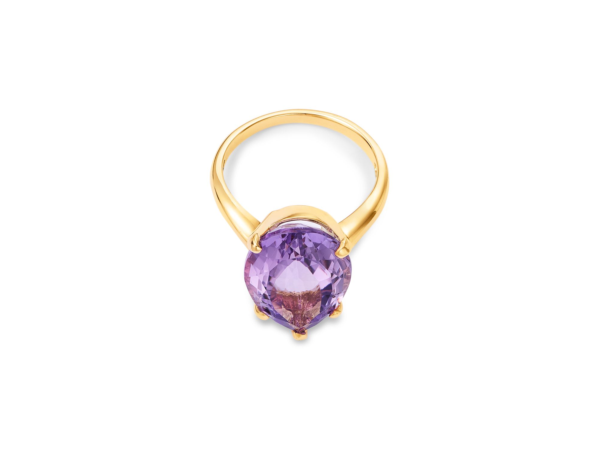 Pear Cut Rose Amethyst Ring in 14K Yellow Gold — Image 3