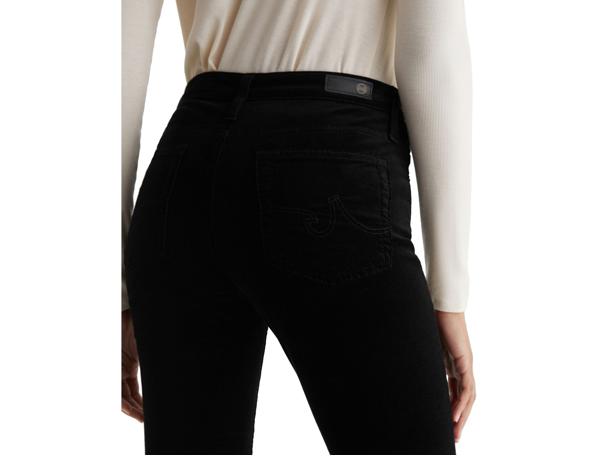 Farrah Bootcut Mid Rise Velvet Jeans in Super Black — Image 3