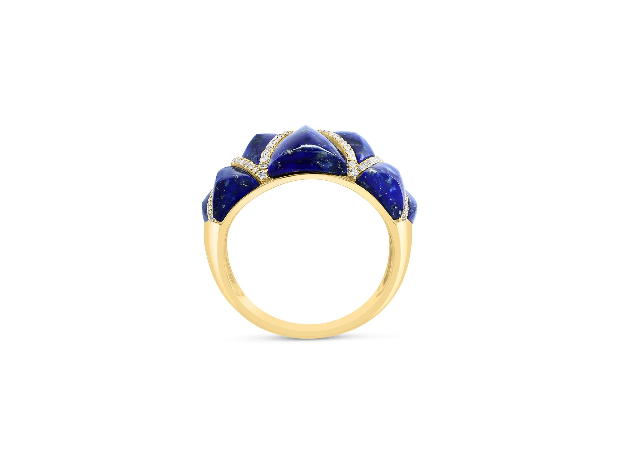 Lapis & Diamond Statement Ring in 14K Yellow Gold — Image 3