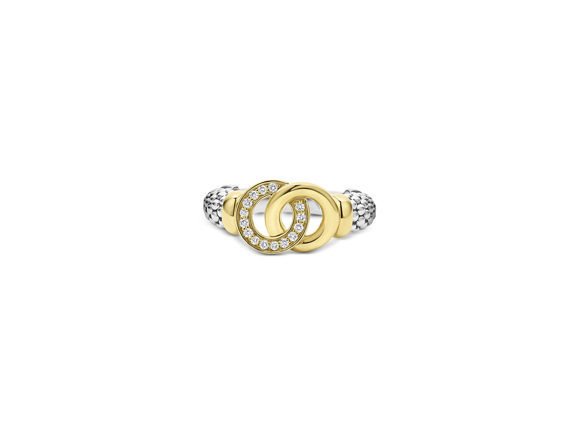Two Tone Interlocking Diamond Ring, 0.11 tcw — Image 3