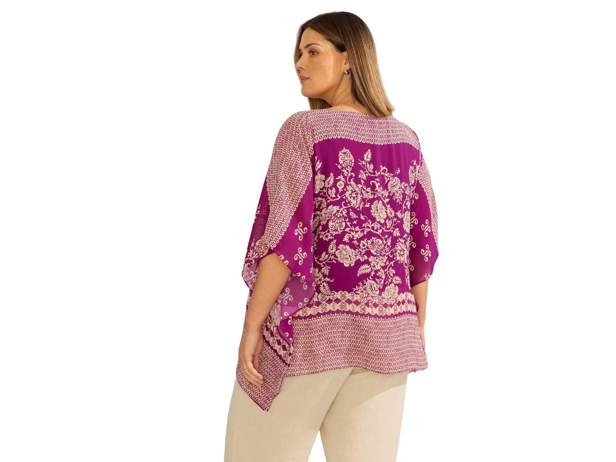 Bandana Print Chiffon V-Neck Top — Image 4