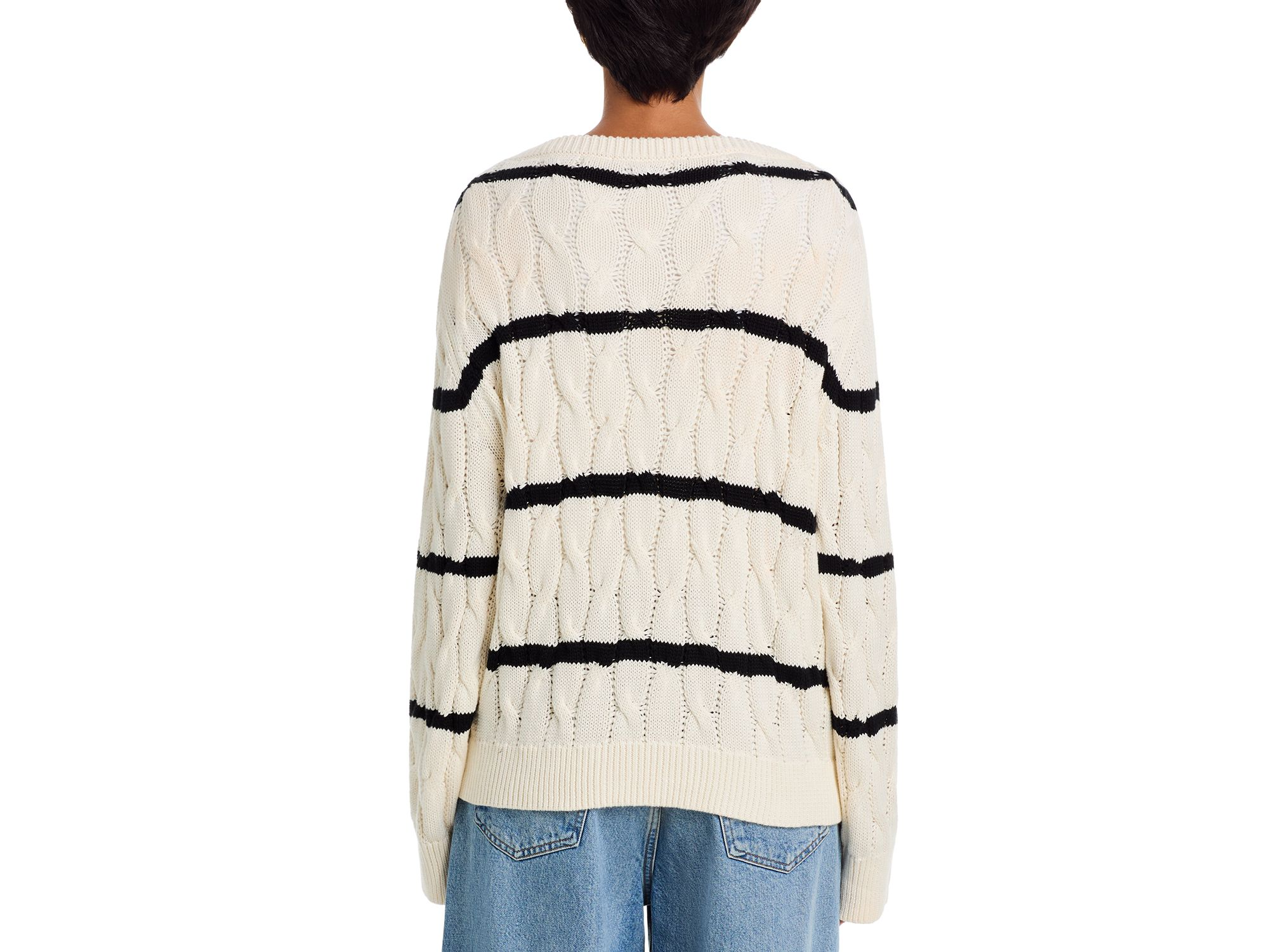 Mozart Chunky Boat Neck Cable Knit Sweater — Image 3