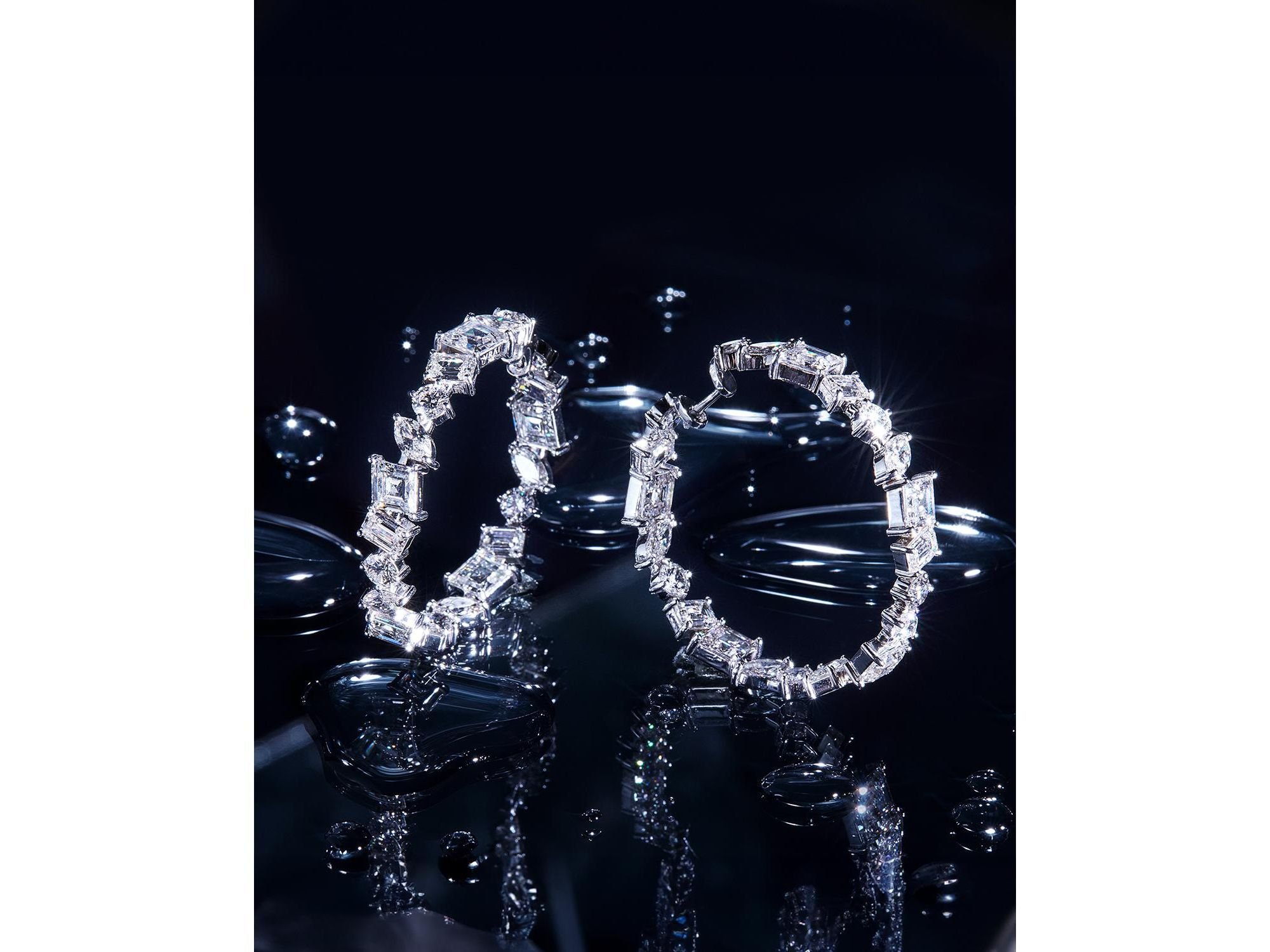 Illuminate Hoops in 14K White Gold, 18.3ctw Mixed Shaped Lab Grown Diamonds — Image 3