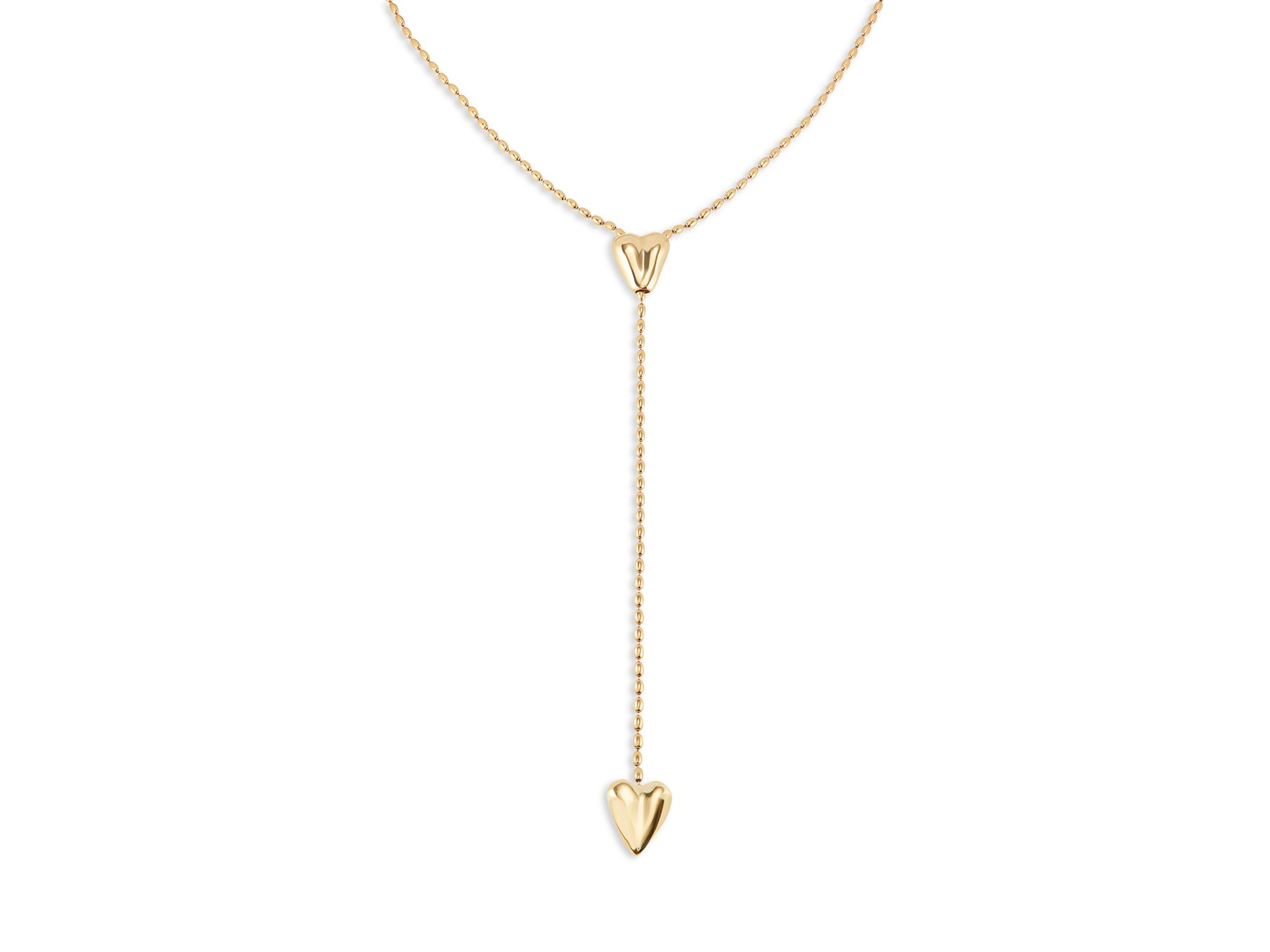 Double Heart Y Necklace — Image 3