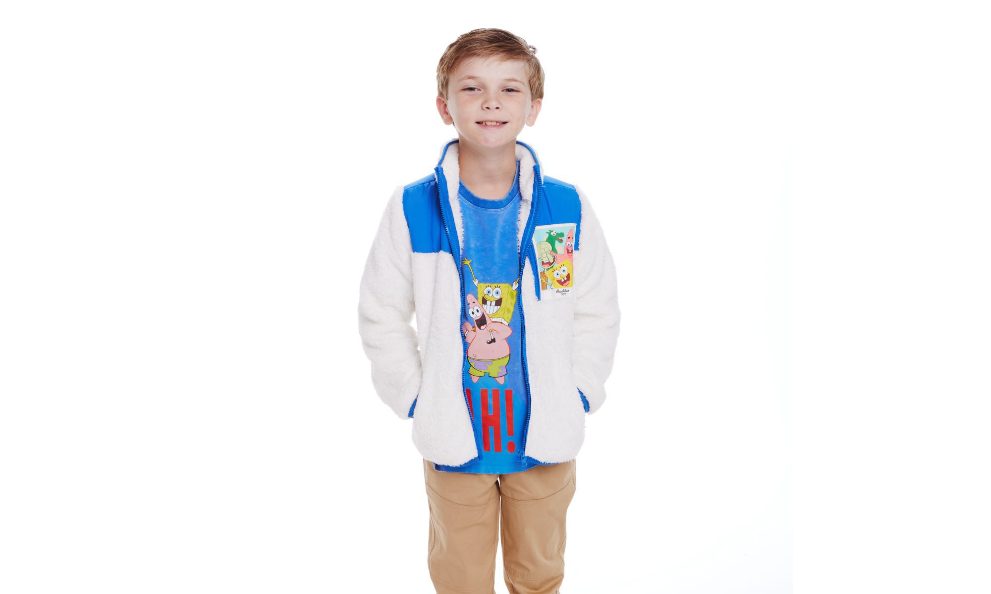 Boys' SpongeBob SquarePants x Bikini Bottom Buddies Sherpa Jacket with Printed Patch Pocket - Little Kid — Image 3
