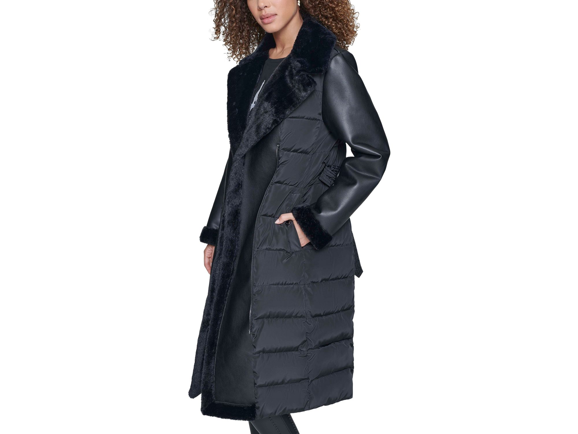 Mixed Media Puffer Coat — Image 3