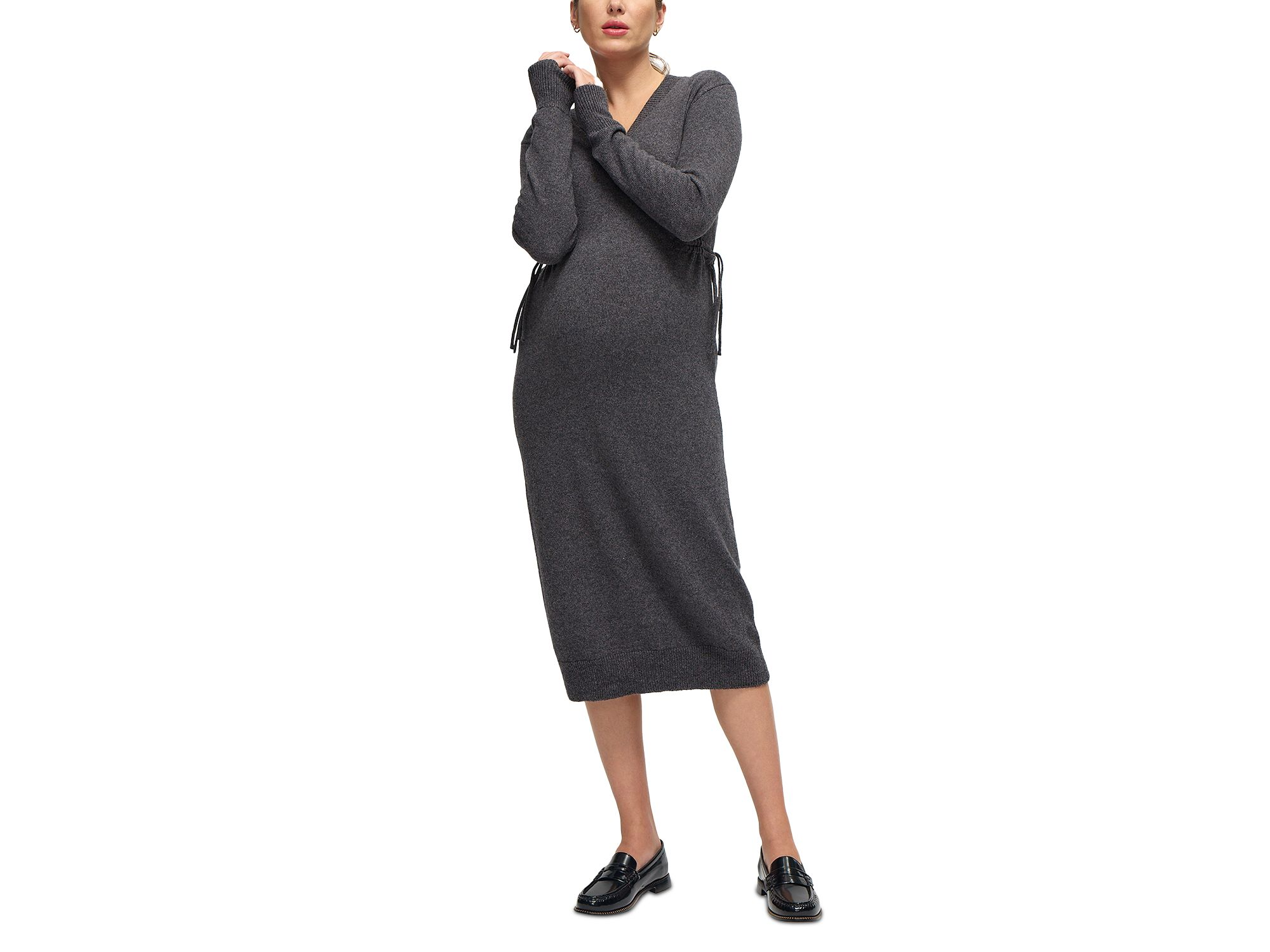 V Neck Sweater Maternity Dress — Image 4