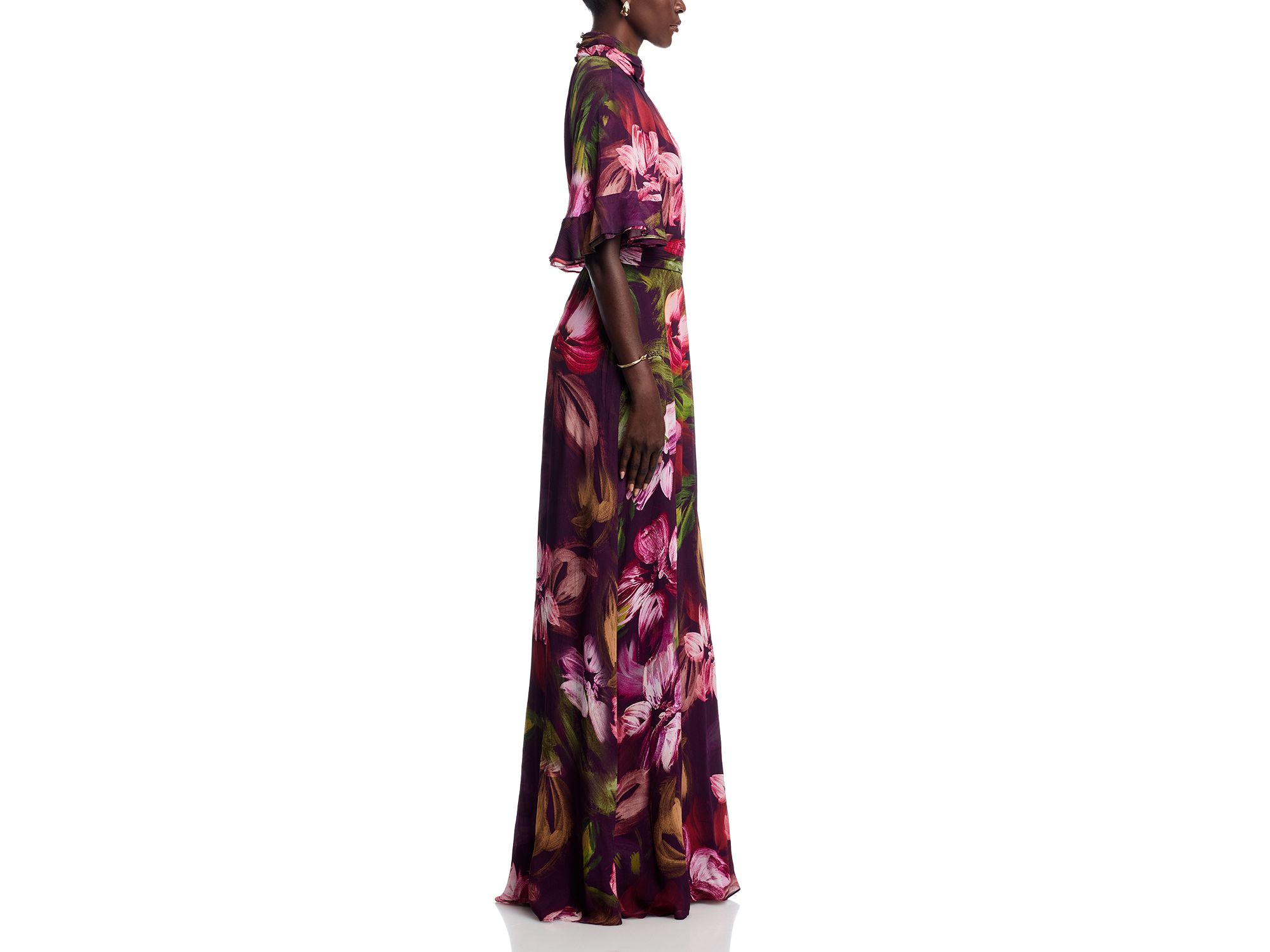 Floral Flutter Sleeve Mock Neck Gown — Image 5