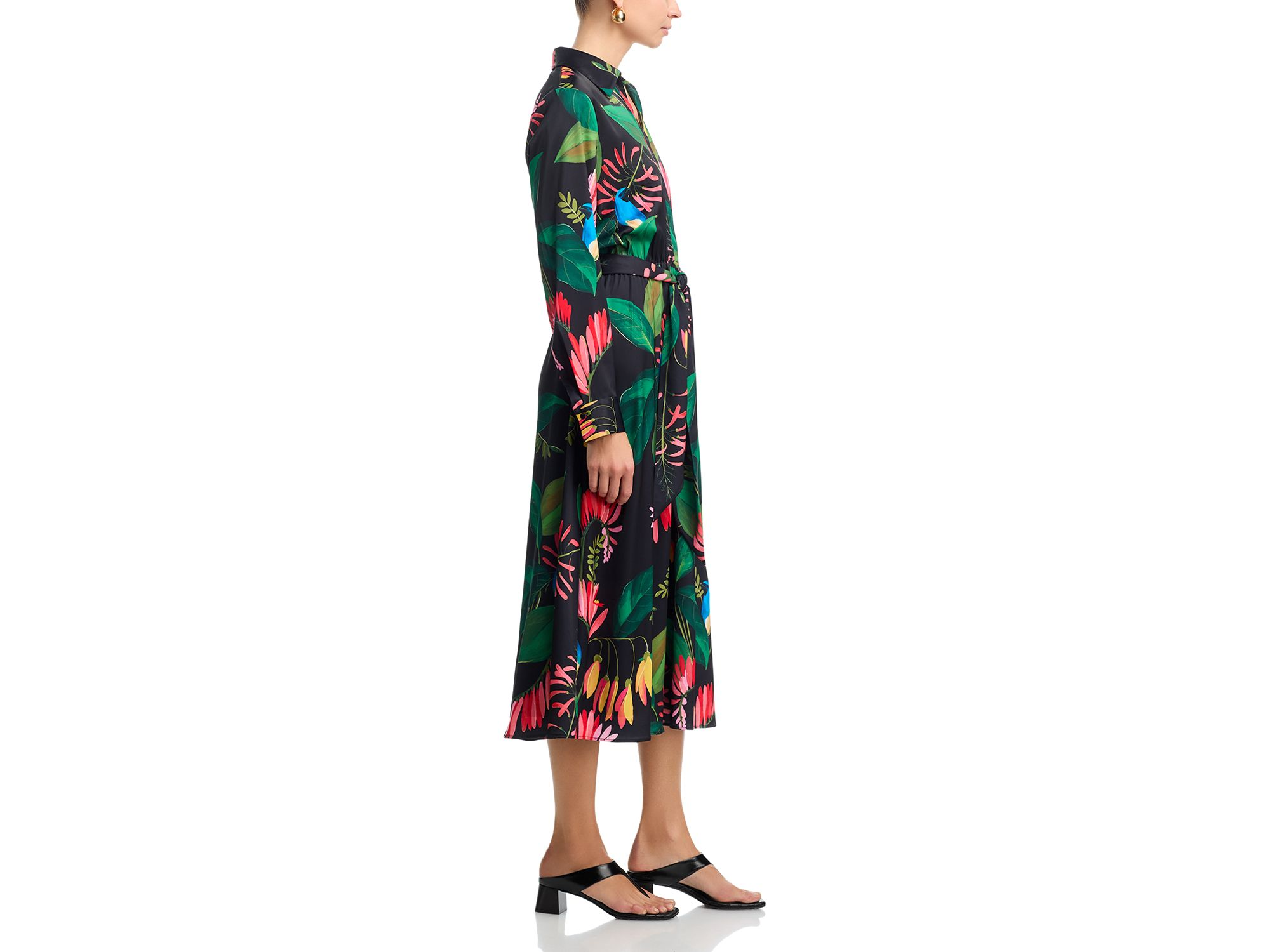 Long Sleeve Half Placket Faux Wrap Dress — Image 5