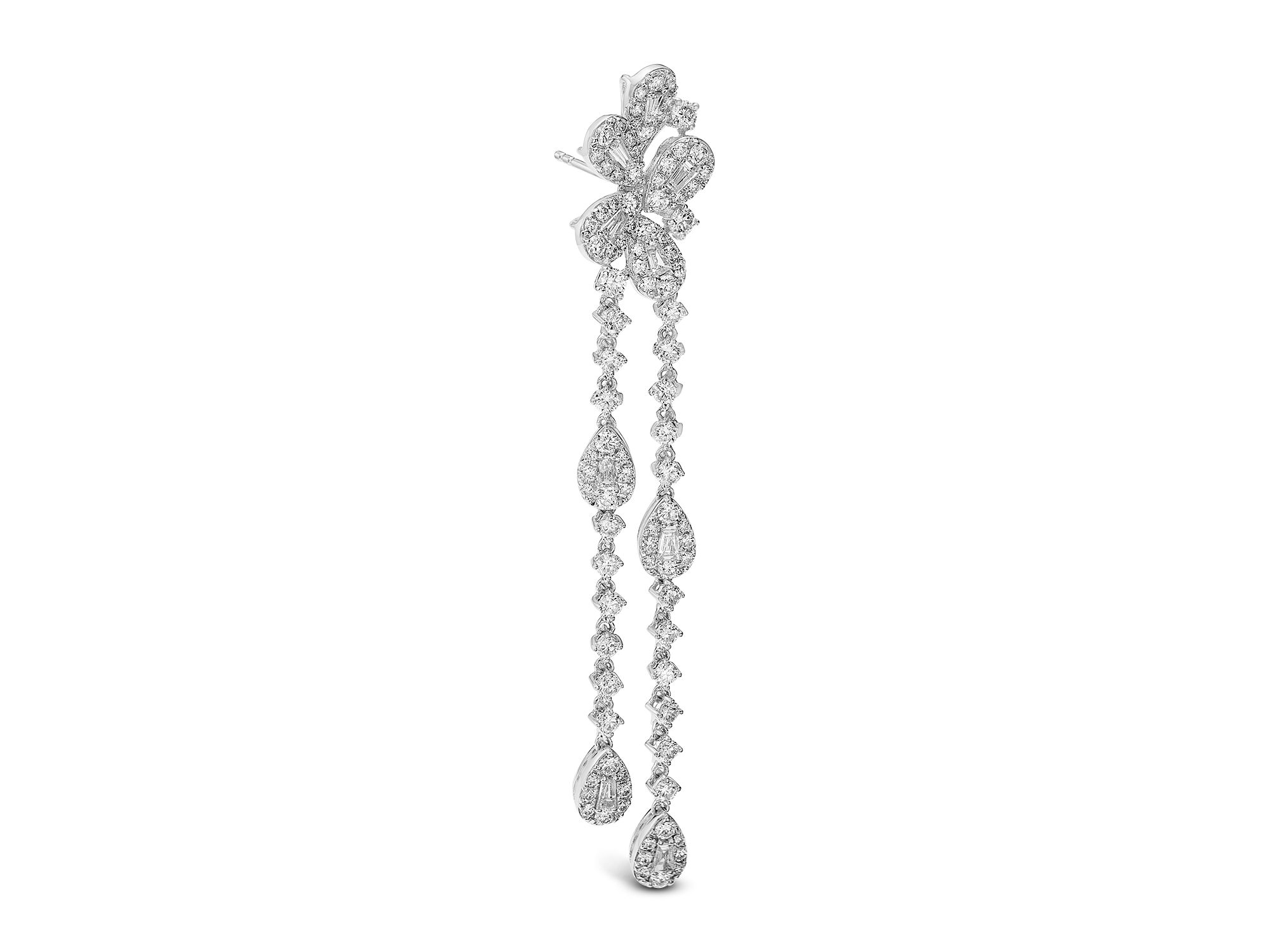 Diamond Drop Earrings in 18K White Gold, 3.35 tcw — Image 3