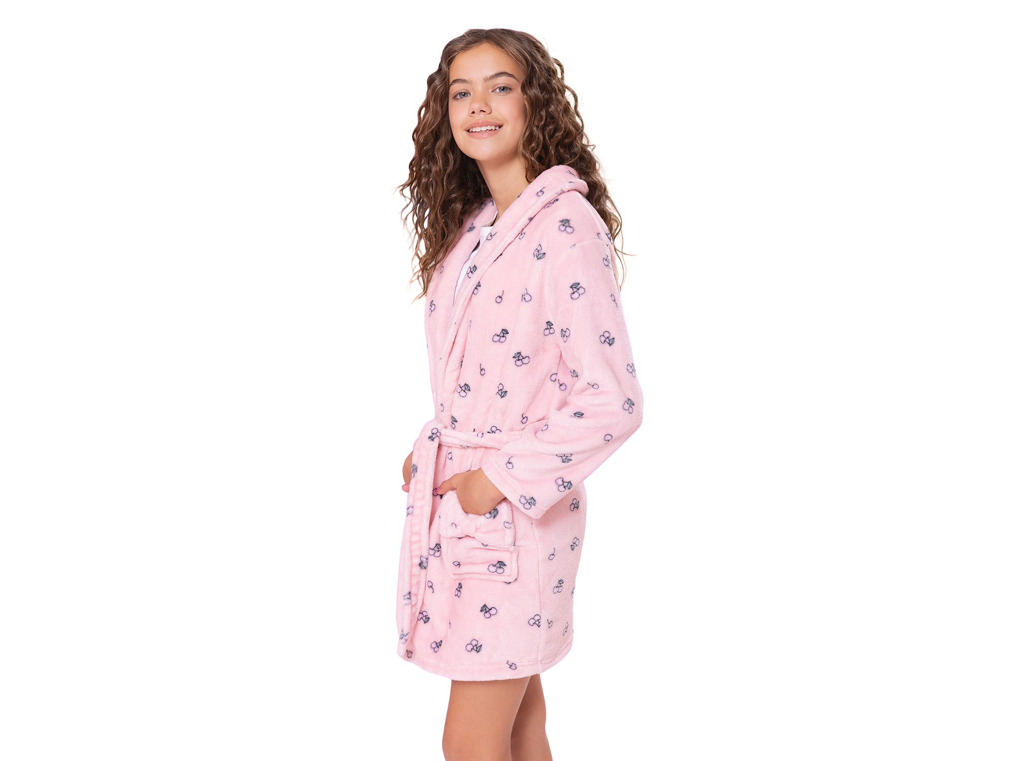 Girls' Cherry Print Bath Robe - Big Kid — Image 4