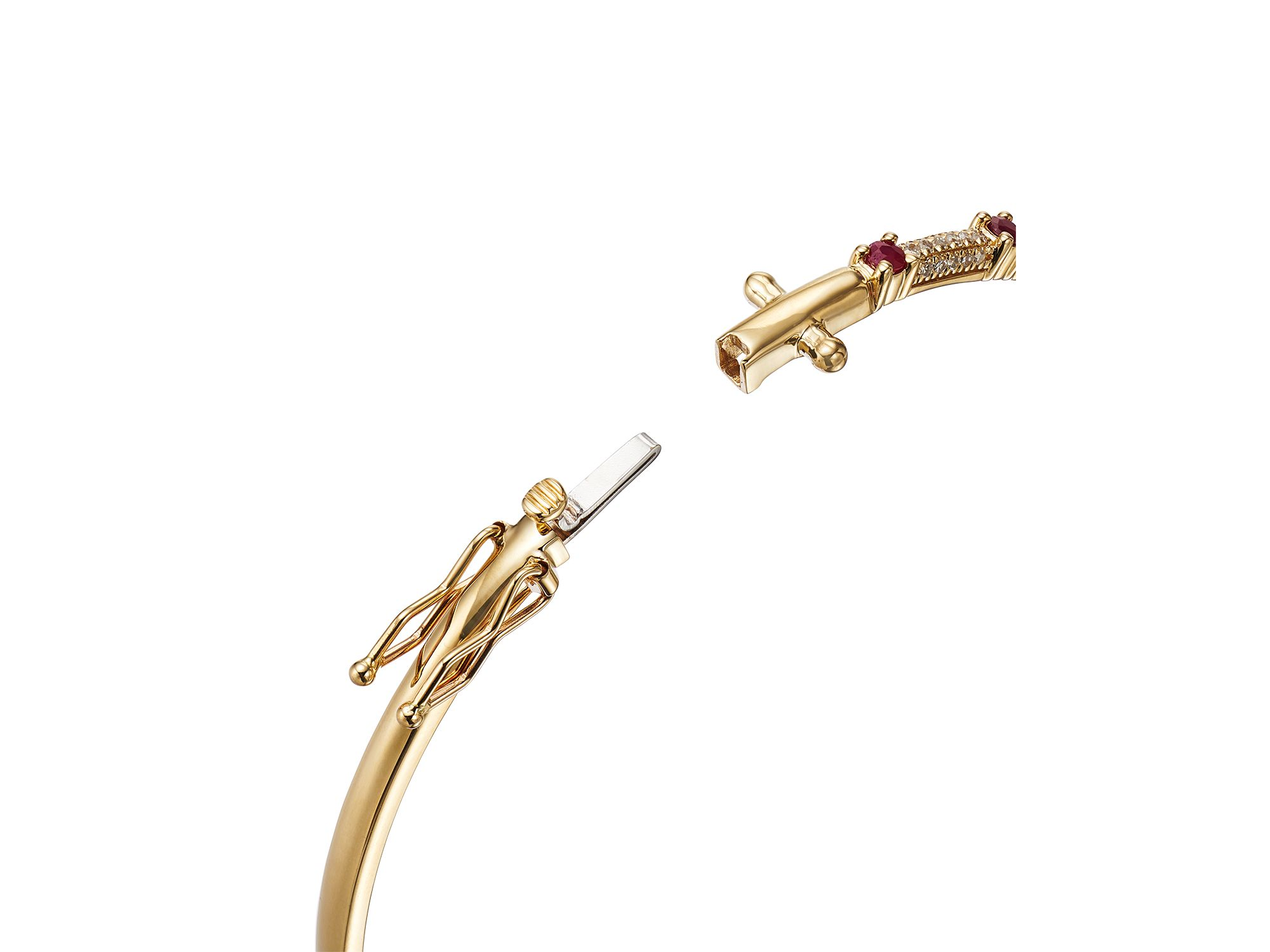 Bloomingdale's Ruby & Diamond Bangle Bracelet in 14K Yellow Gold — Image 4