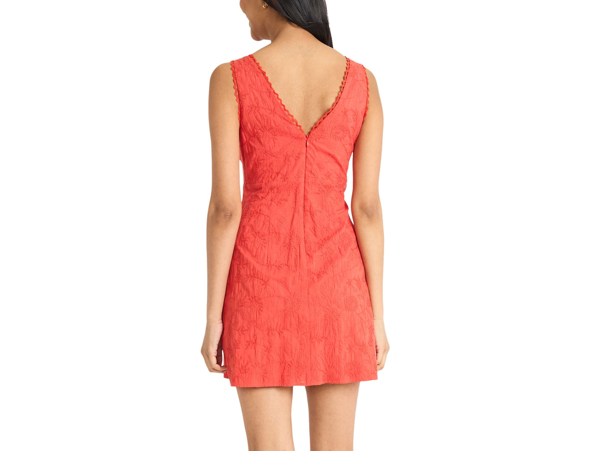 V Neck Crochet Trim Mini Dress — Image 4