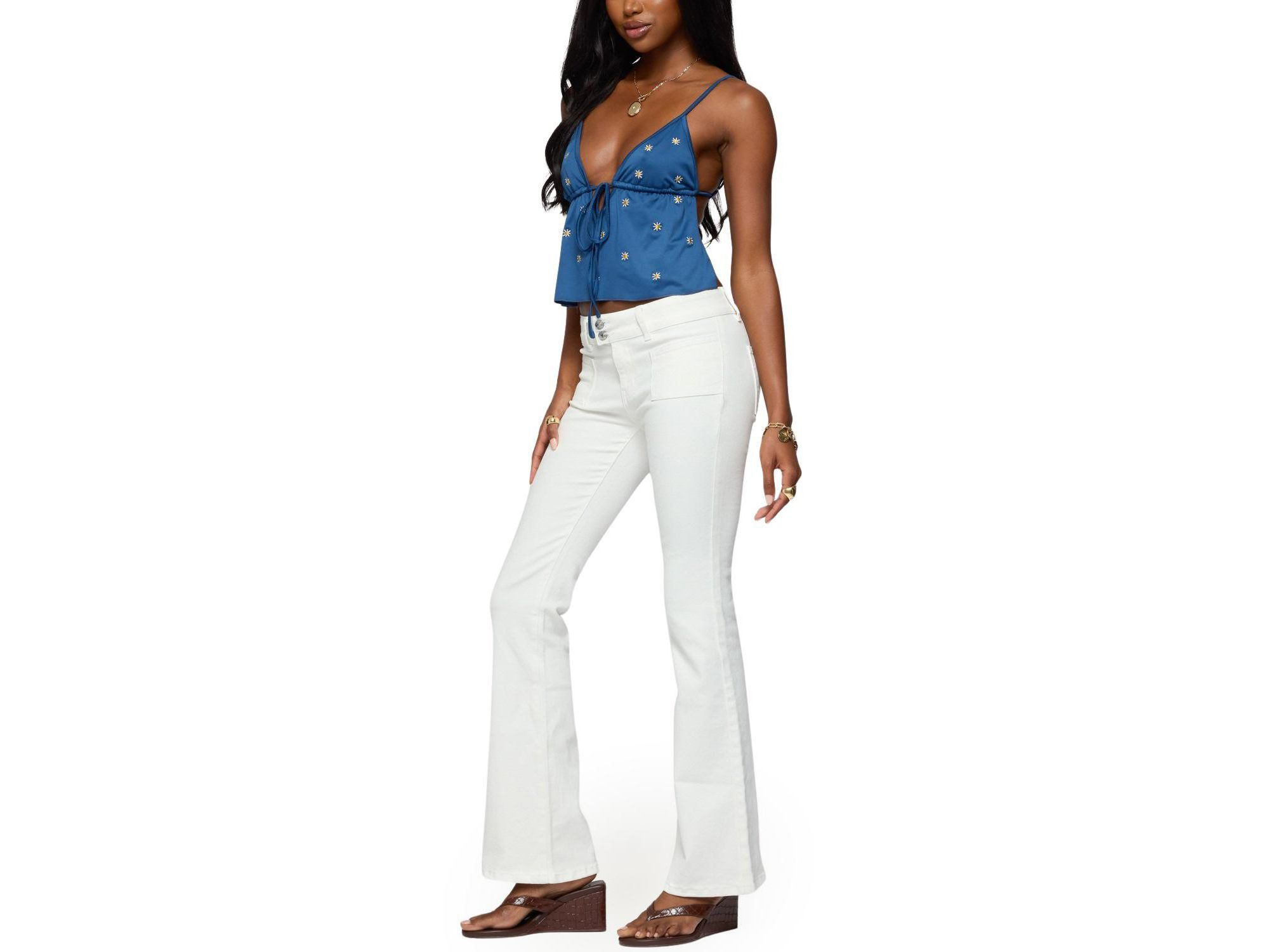 Soleil Embroidered Open Back Top — Image 3