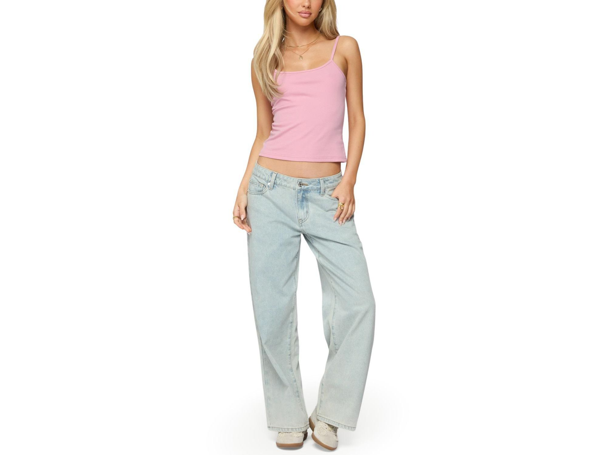 Petite Bow Pocket Relaxed Light Rinse Wash Jeans — Image 3
