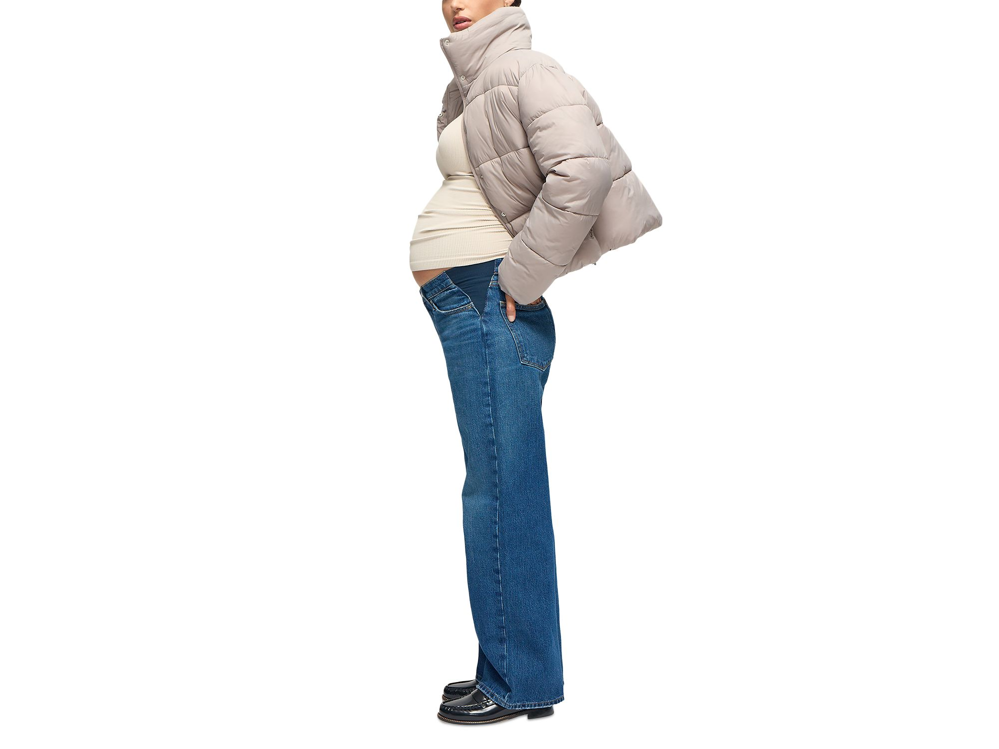 Short Puffer Maternity Coat — Image 4