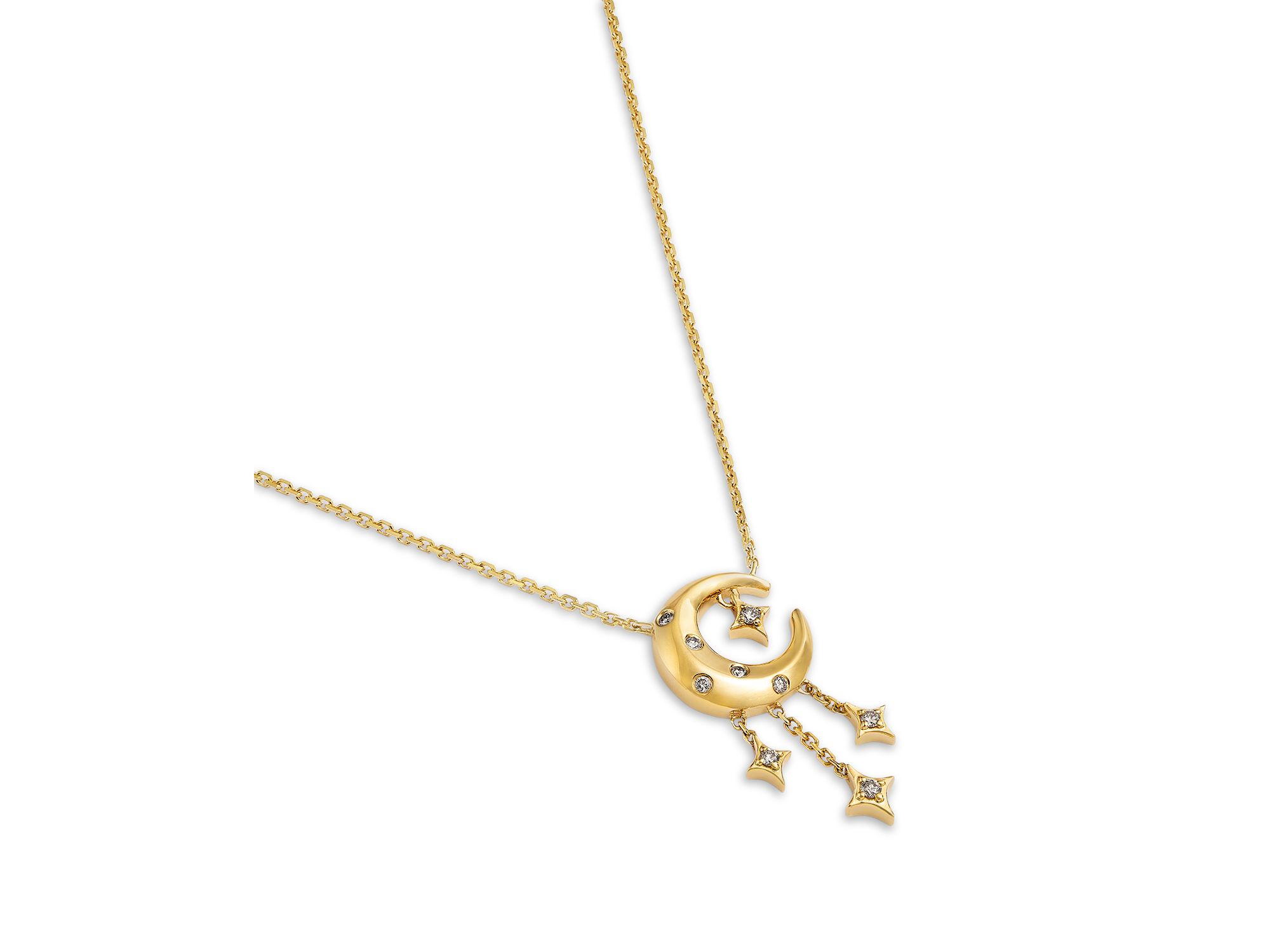 Diamond Celestial Pendant Necklace in 14K Yellow Gold, 0.10 tcw — Image 3