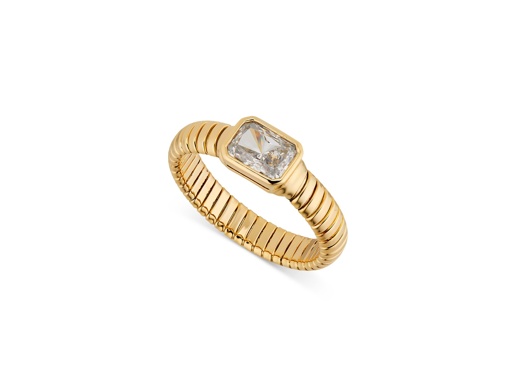 Tennis Omega Flex Ring in 18K Gold-Plated - Image 1