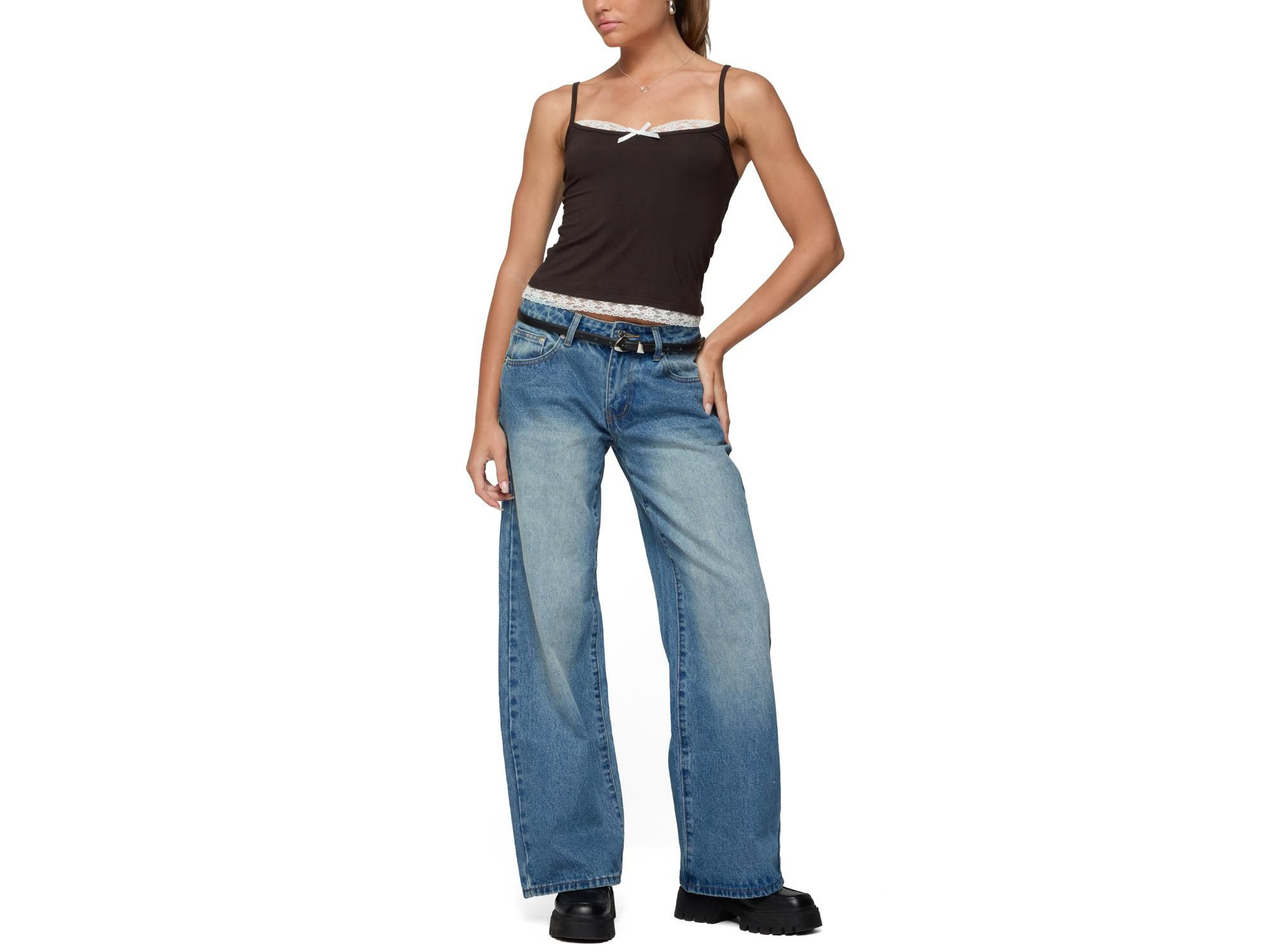 Adriel Contrast Lacey Tank Top — Image 3