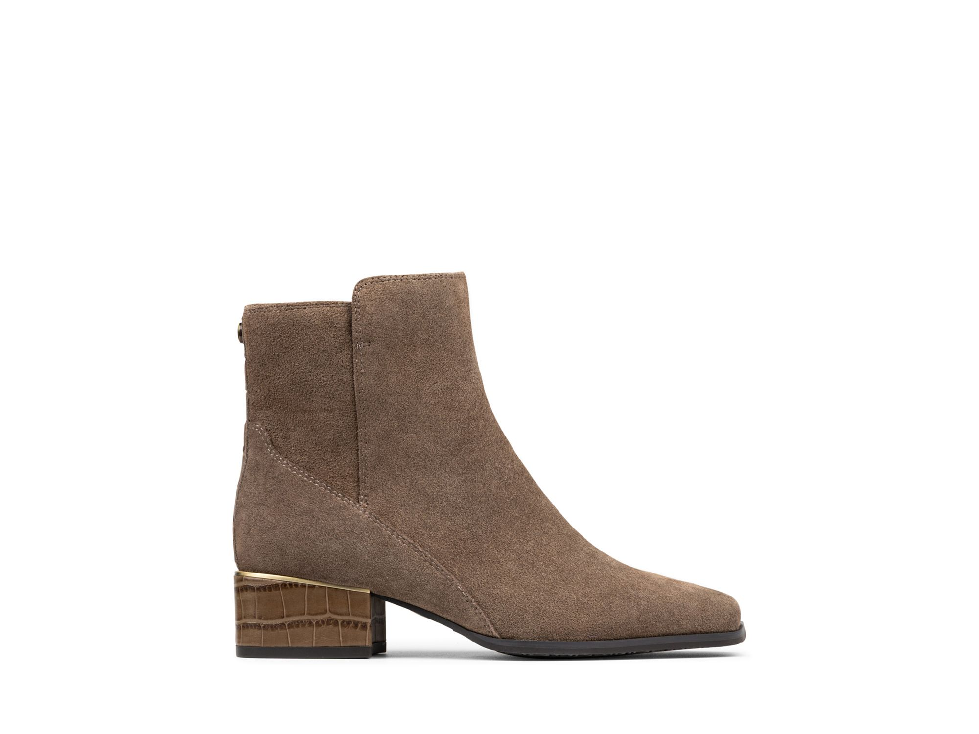 Women's Croc Embossed Trim Block Heel Booties — Image 4