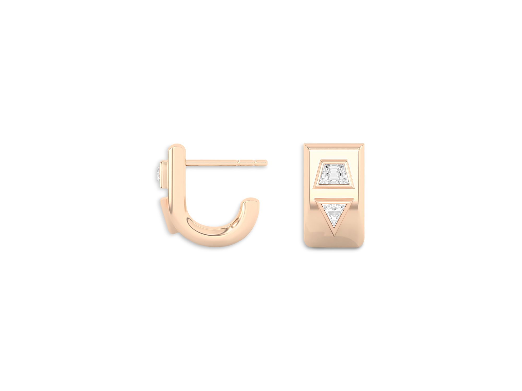 Certified Lab Grown Diamond Mixed Cut Azadi Half Arc Huggie Hoop Earrings in 14K Yellow Gold, 0.46 tcw — Image 3