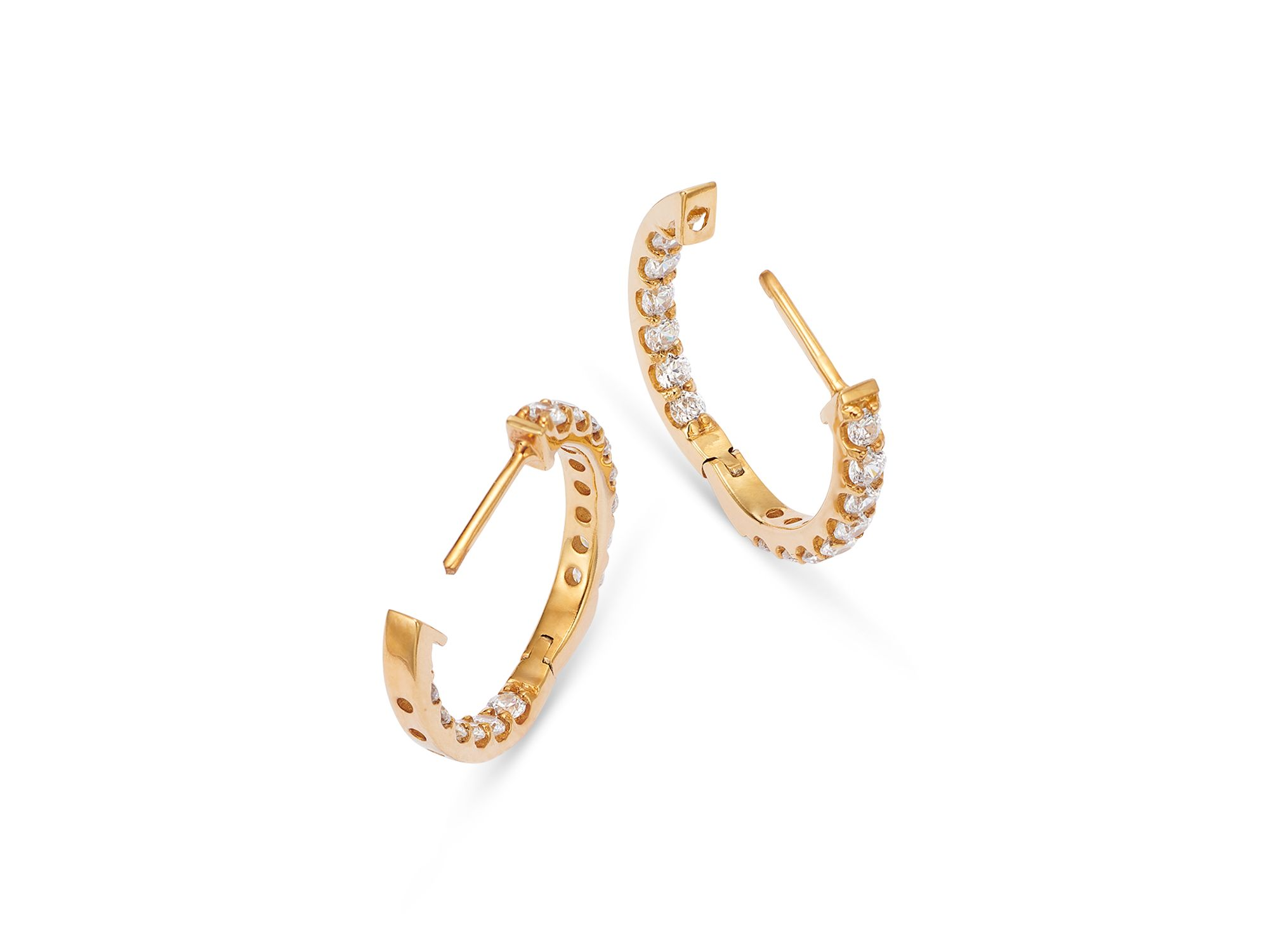 Diamond Oval Inside Out Hoop Earrings in 14K Yellow Gold, 1.50 tcw — Image 4