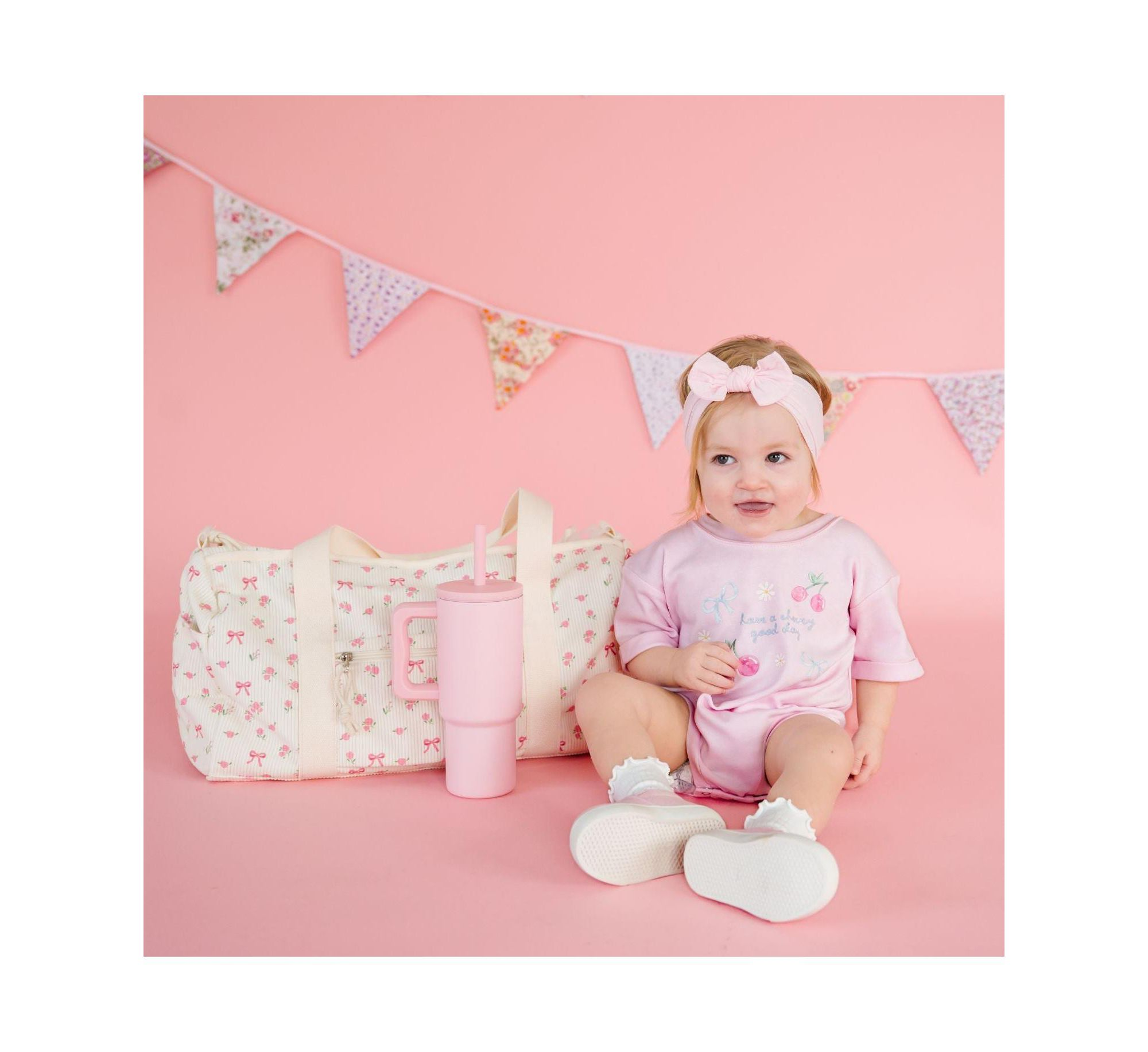 Girls' Cherry Good Day Short Sleeve Romper - Baby — Image 3