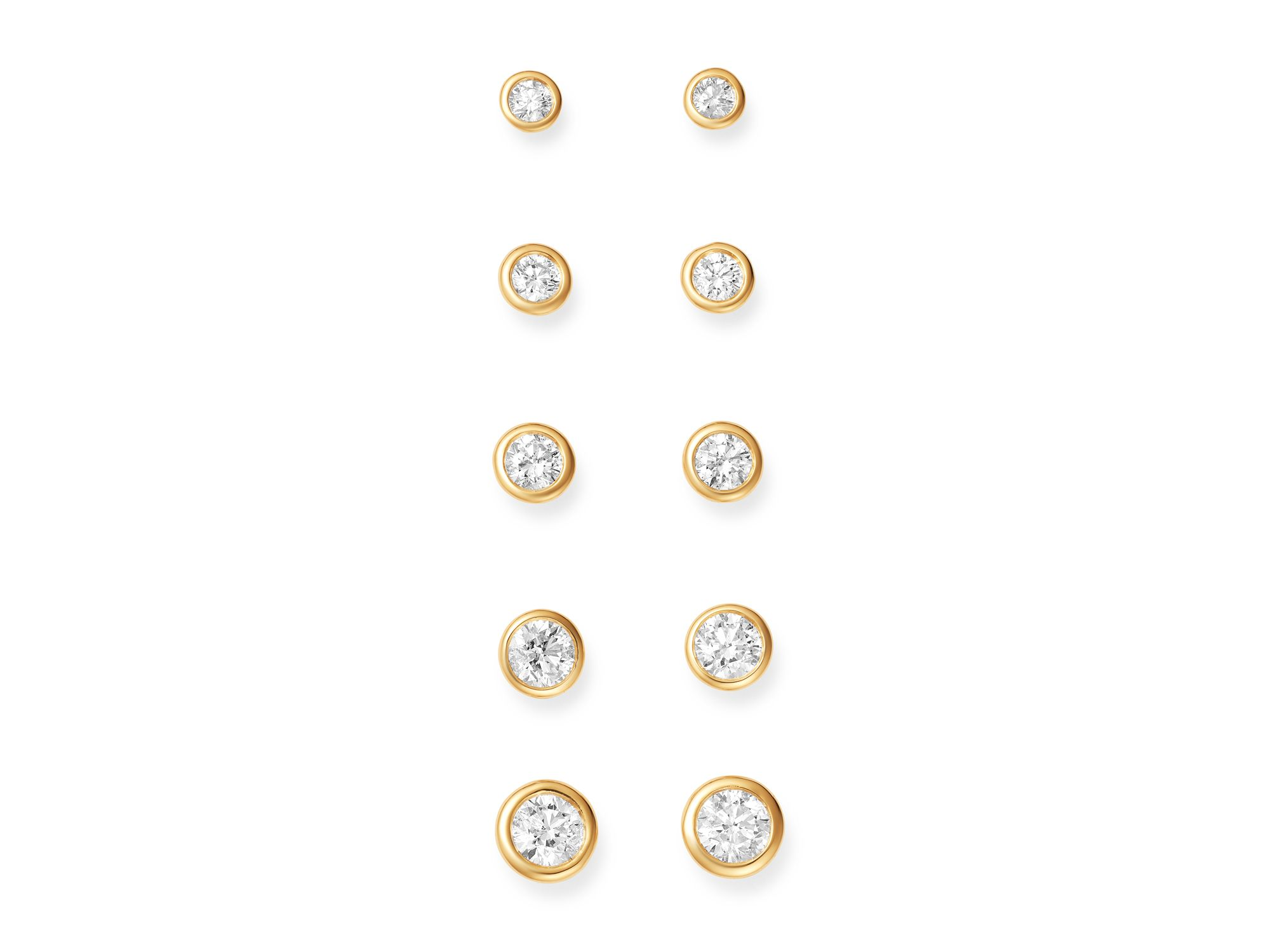 Diamond Bezel Stud Earrings in 14K Yellow Gold, 0.20-1.0 tcw — Image 3
