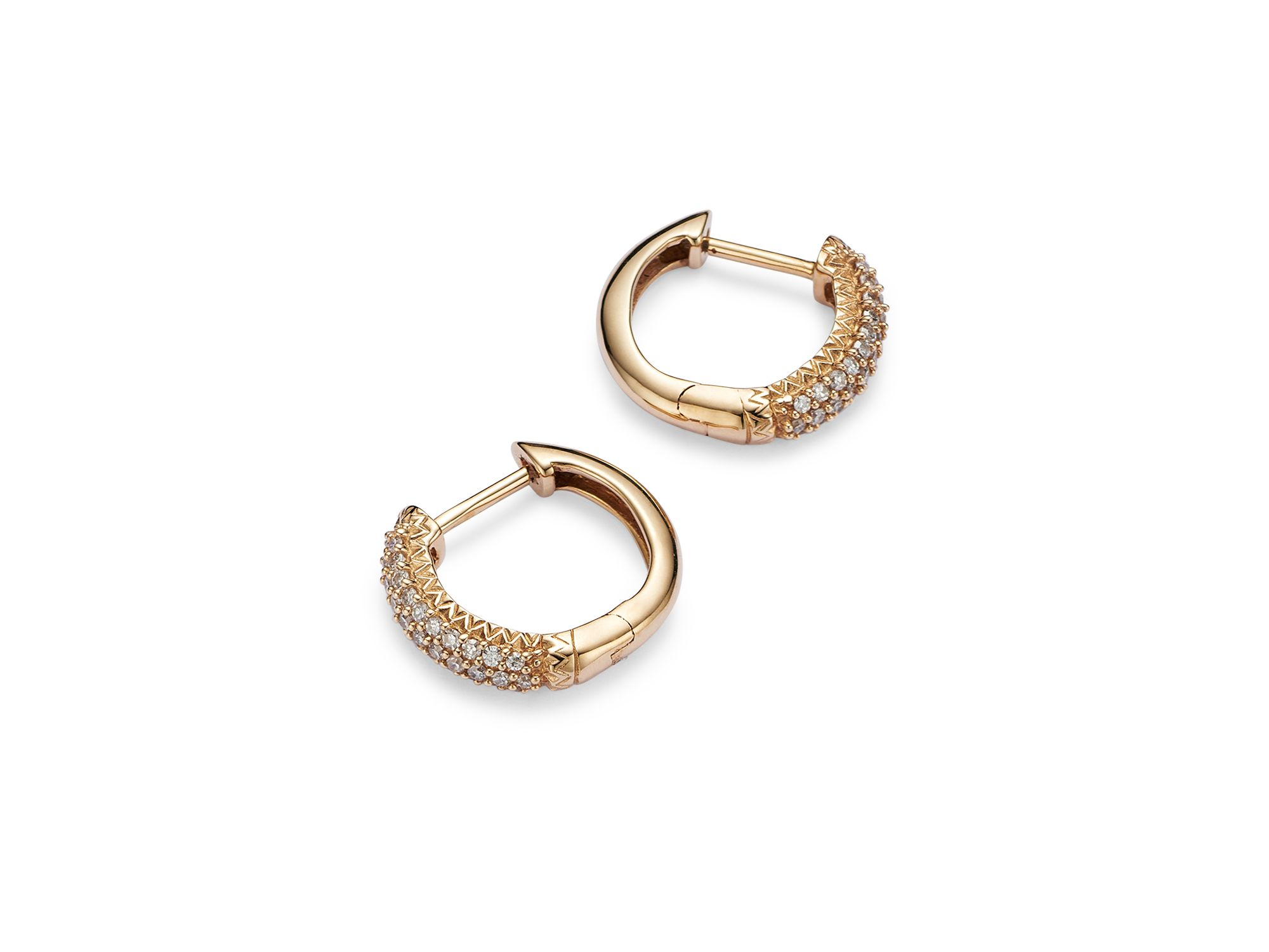 Diamond Hoop Earrings in 14K Yellow Gold, .20 tcw - Exclusive — Image 3