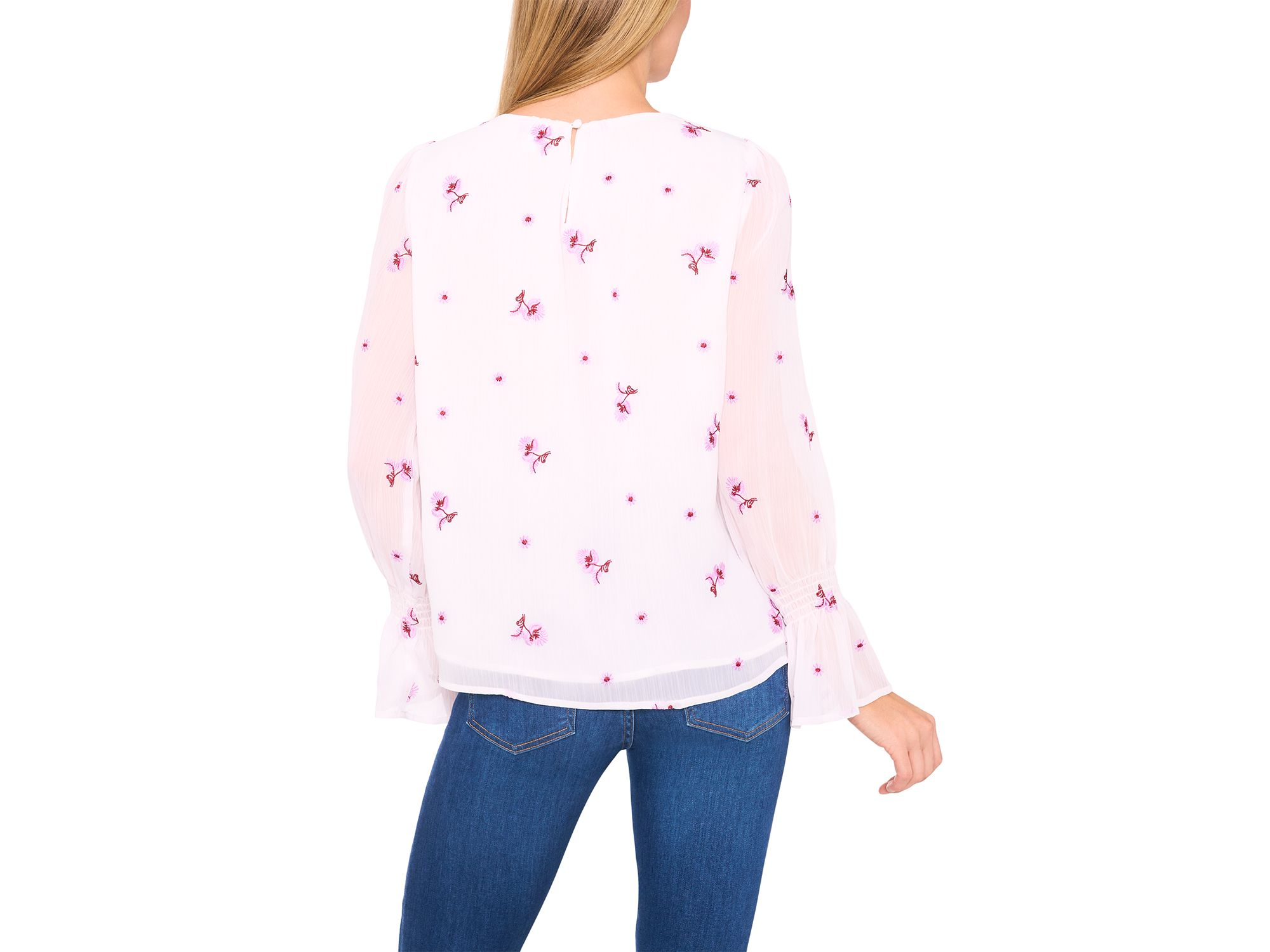 Embroidered Smocked Cuff Top — Image 3