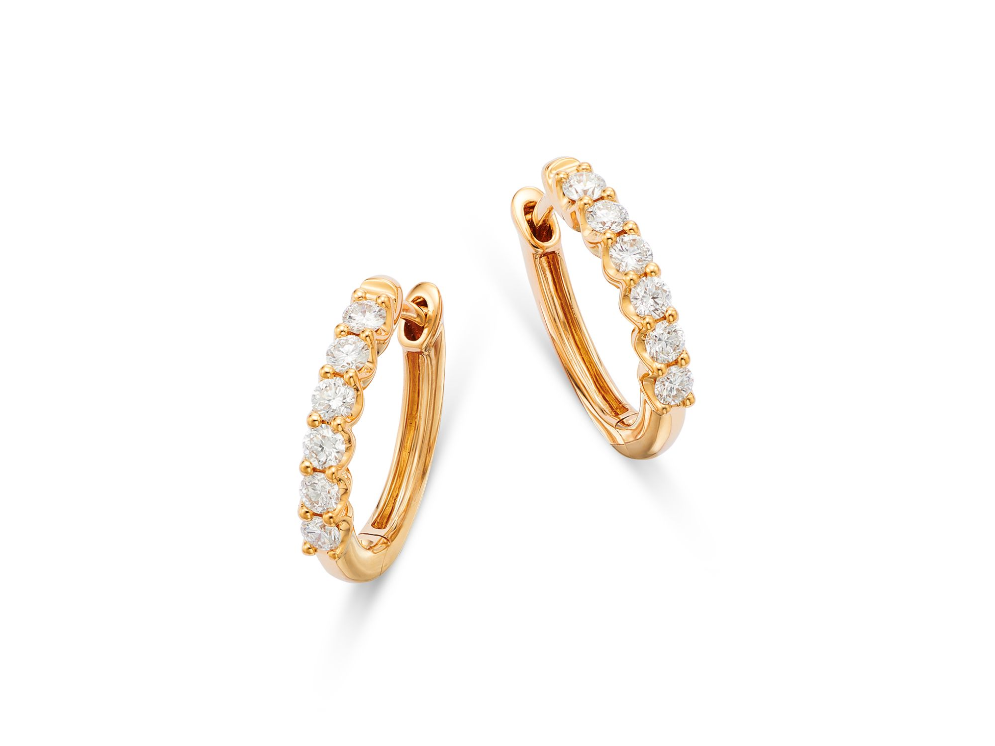 Diamond Small Hoop Earrings in 14K Gold, 0.34 tcw — Image 4